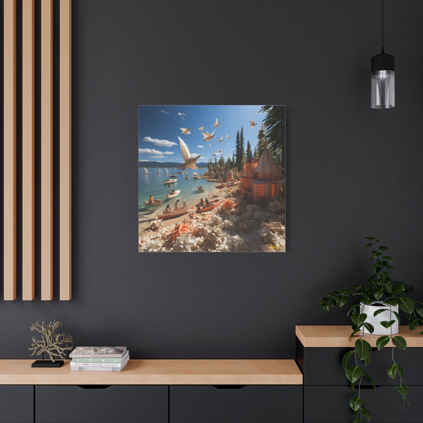 Atop The Mountain Lakeshore Series Print #6 - Streched Matte Canvas Print, 1.25" Thick