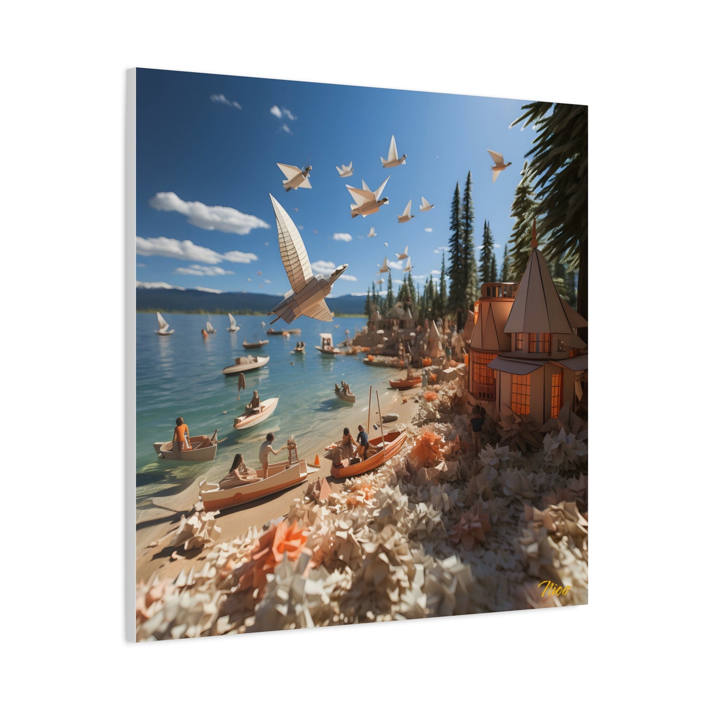 Atop The Mountain Lakeshore Series Print #6 - Streched Matte Canvas Print, 1.25" Thick