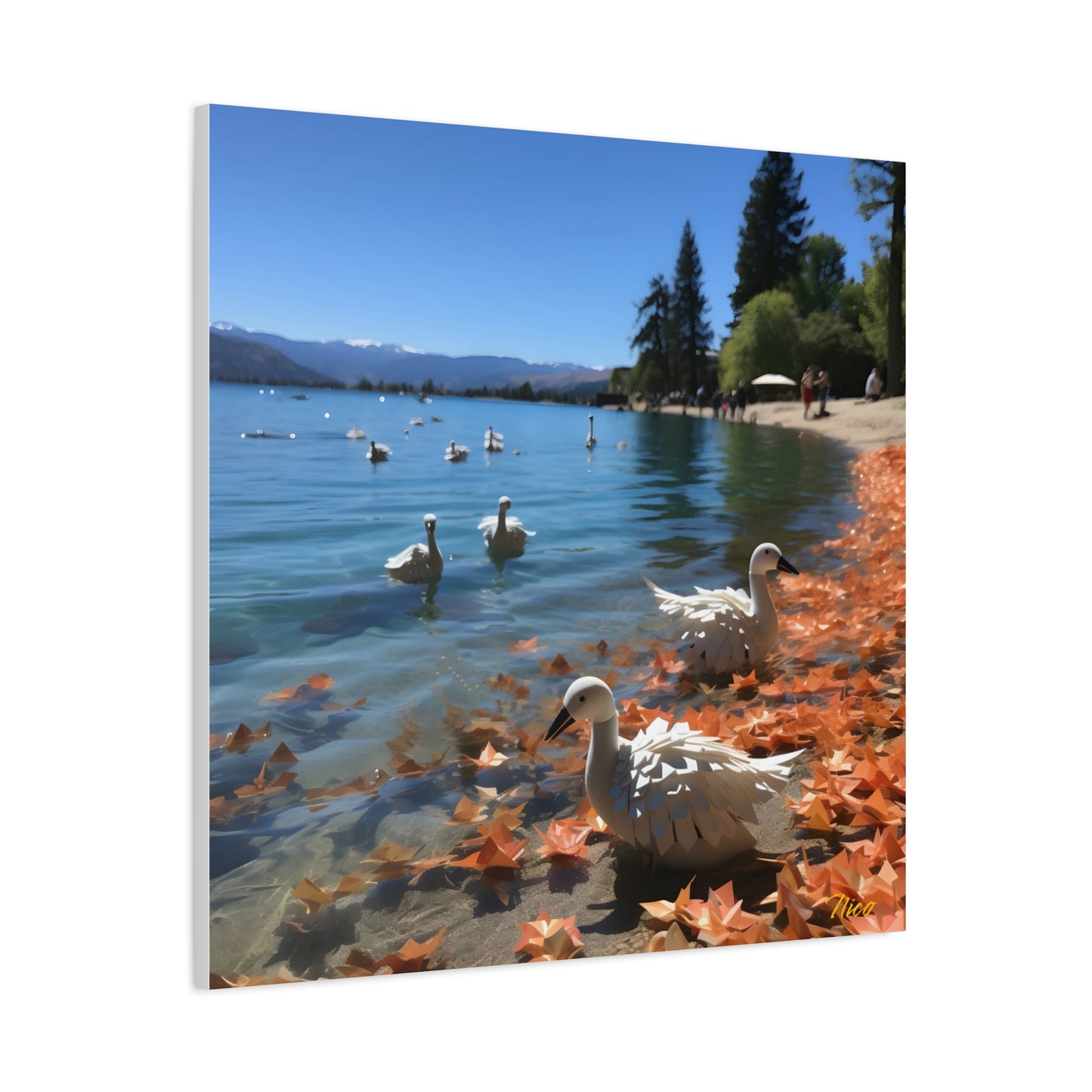 Atop The Mountain Lakeshore Series Print #2 - Streched Matte Canvas Print, 1.25" Thick
