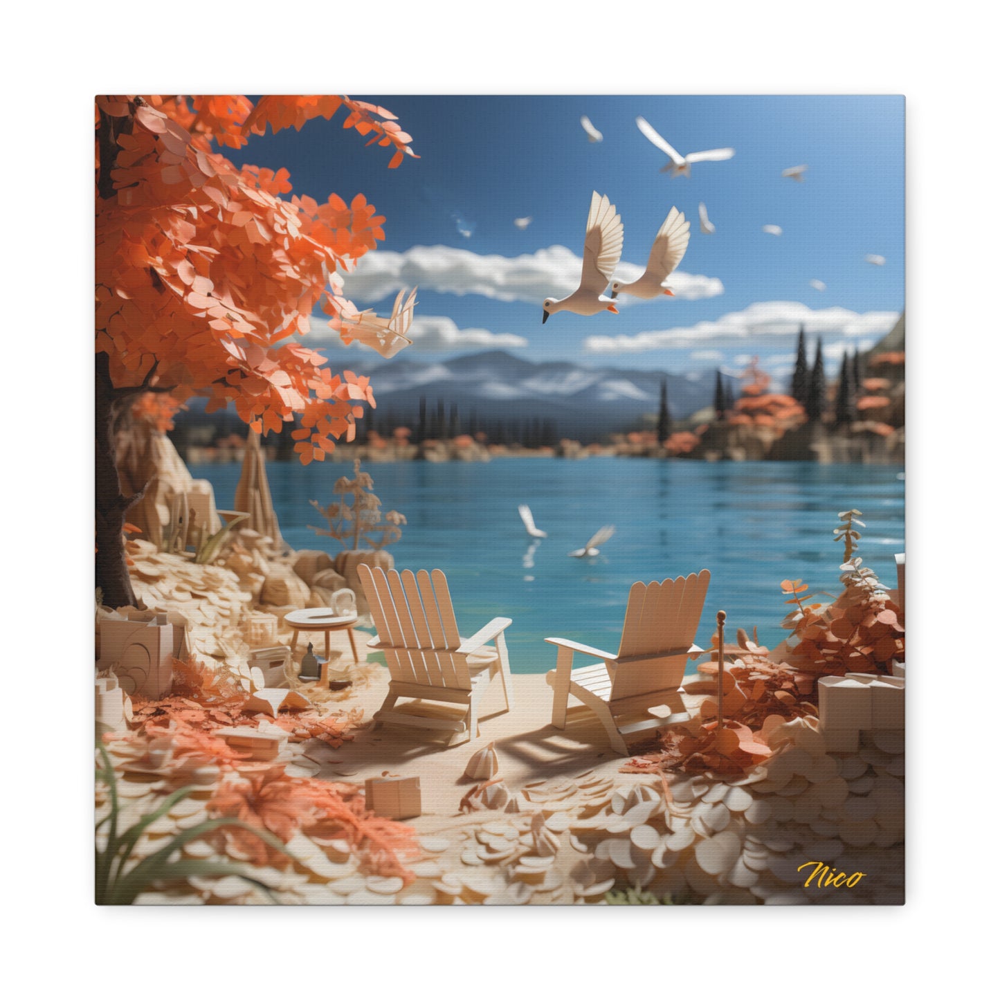 Atop The Mountain Lakeshore Series Print #10 - Streched Matte Canvas Print, 1.25" Thick