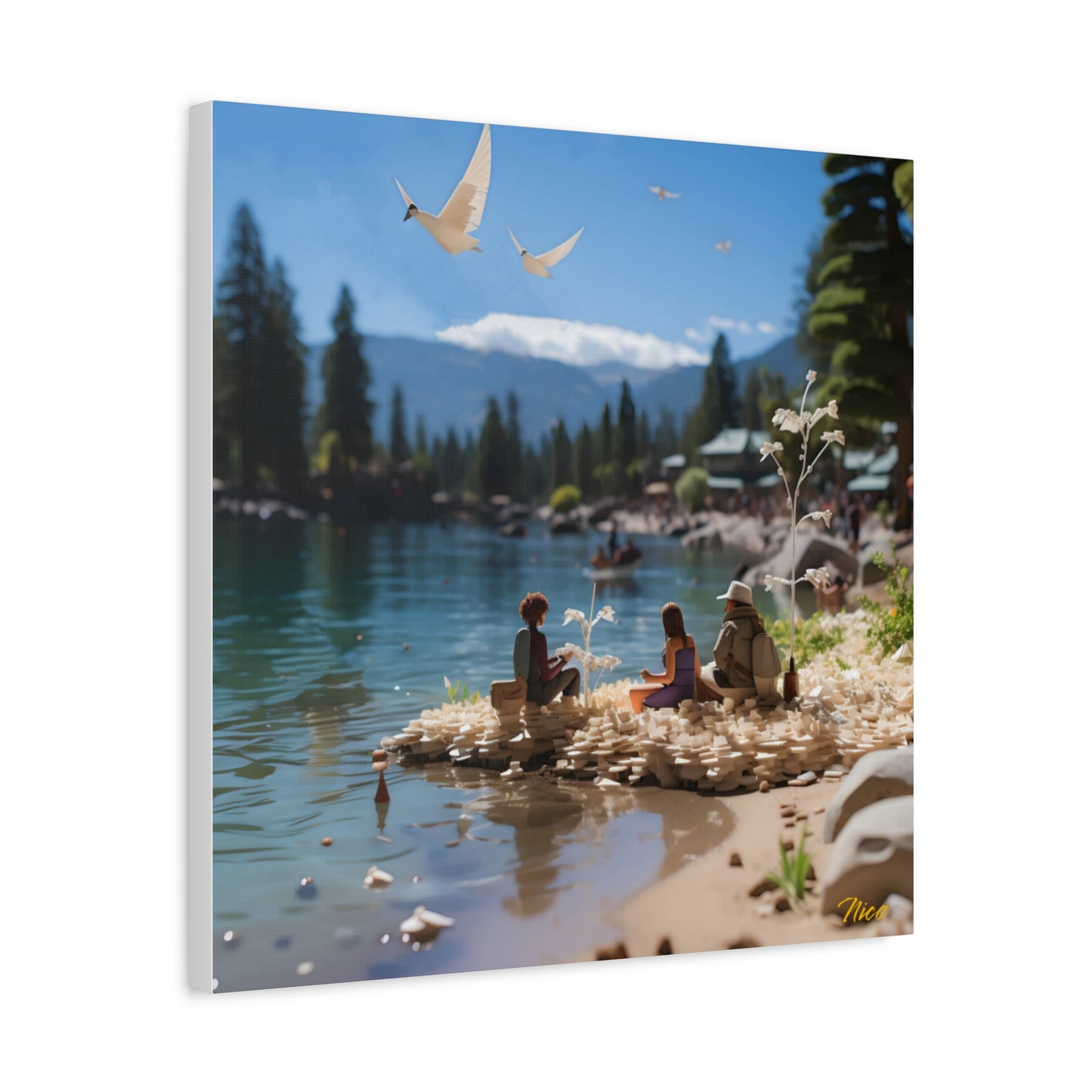 Atop The Mountain Lakeshore Series Print #7 - Streched Matte Canvas Print, 1.25" Thick