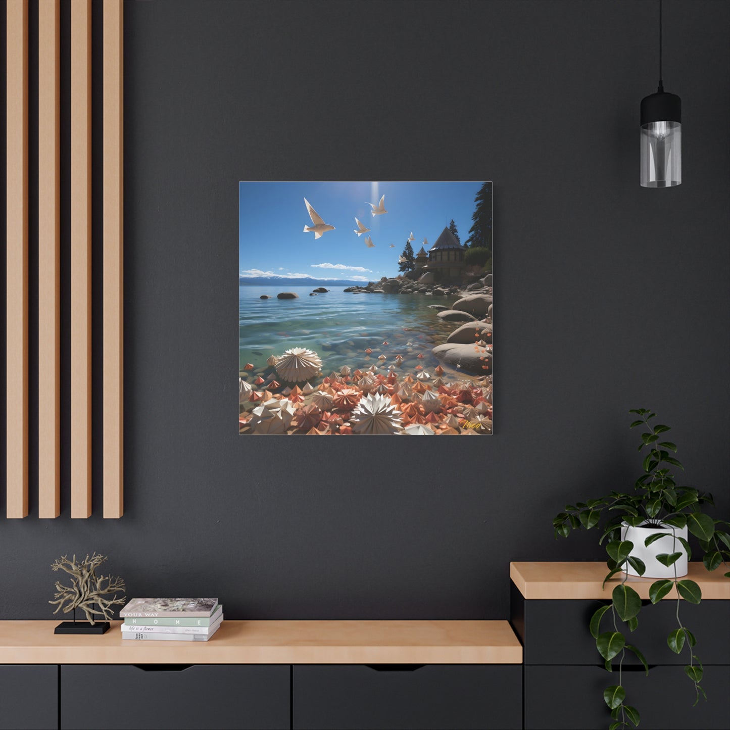 Atop The Mountain Lakeshore Series Print #3 - Streched Matte Canvas Print, 1.25" Thick