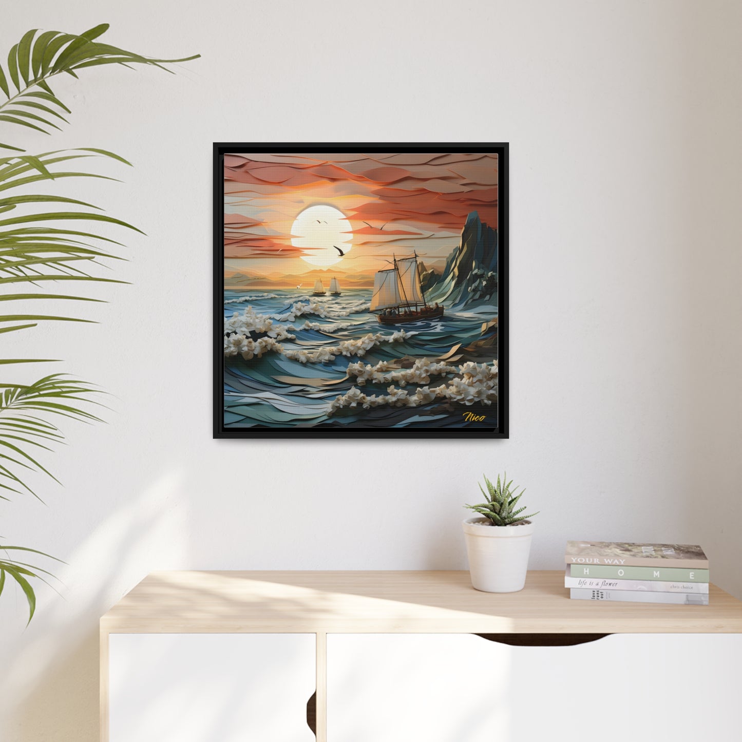 Into The Sunset Series Print #6 - Black Framed Canvas Print