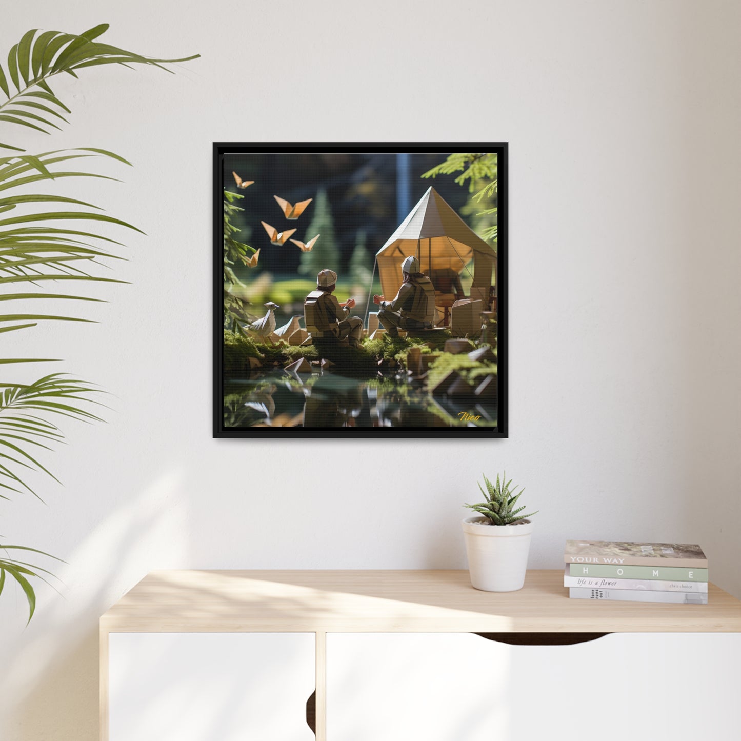 Relaxing By The Brook Series Print #5 - Black Framed Canvas Print