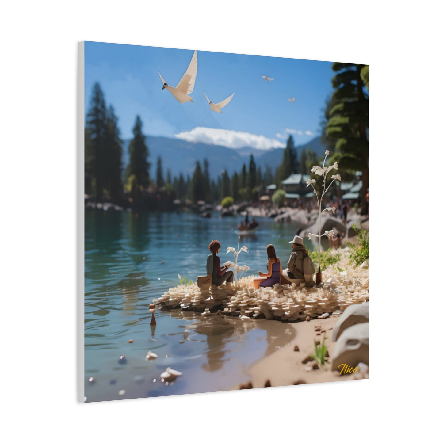 Atop The Mountain Lakeshore Series Print #7 - Streched Matte Canvas Print, 1.25" Thick