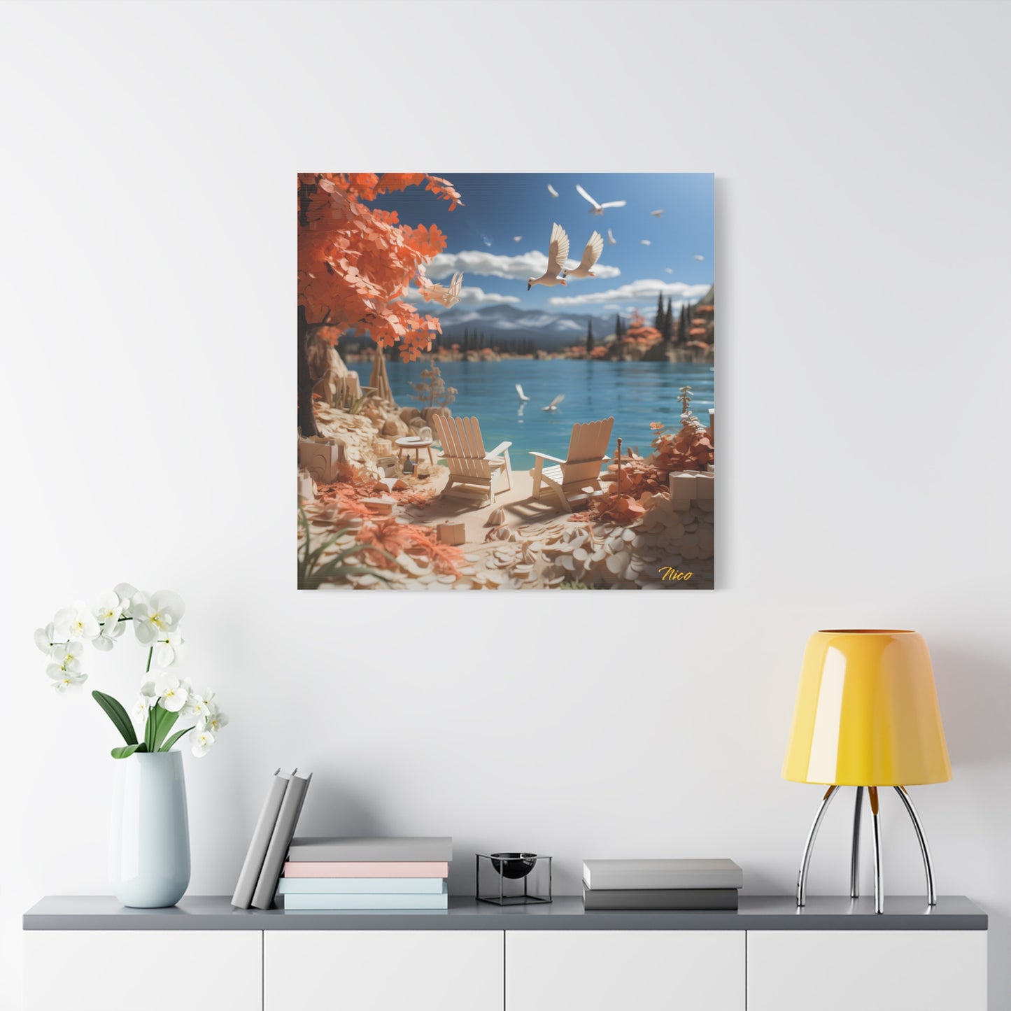 Atop The Mountain Lakeshore Series Print #10 - Streched Matte Canvas Print, 1.25" Thick