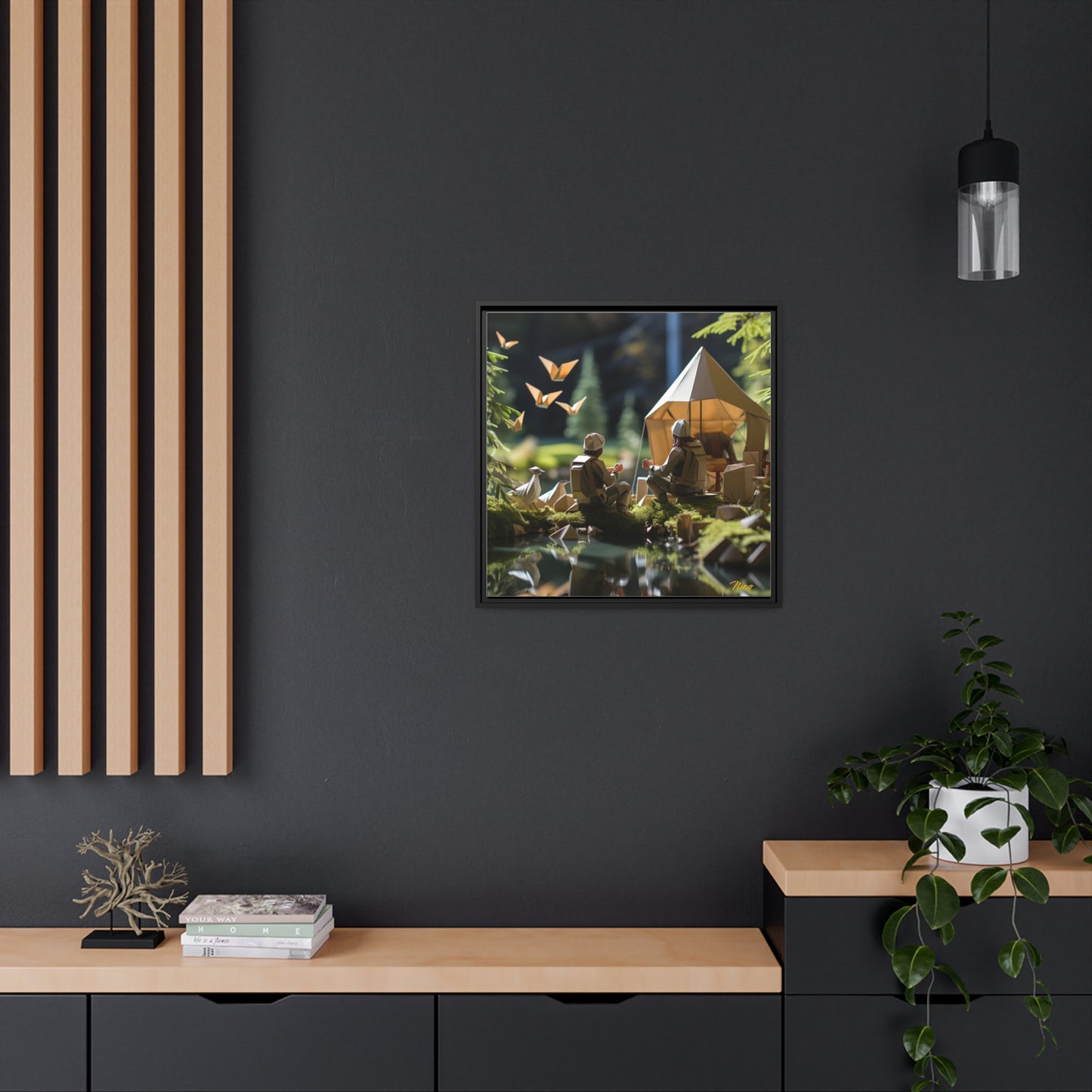 Relaxing By The Brook Series Print #5 - Black Framed Canvas Print