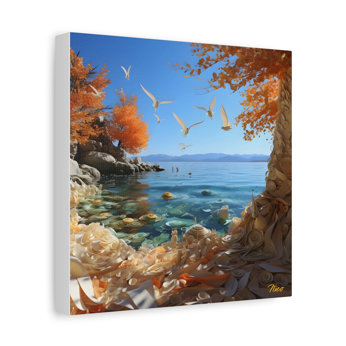 Atop The Mountain Lakeshore Series Print #9 - Streched Matte Canvas Print, 1.25" Thick