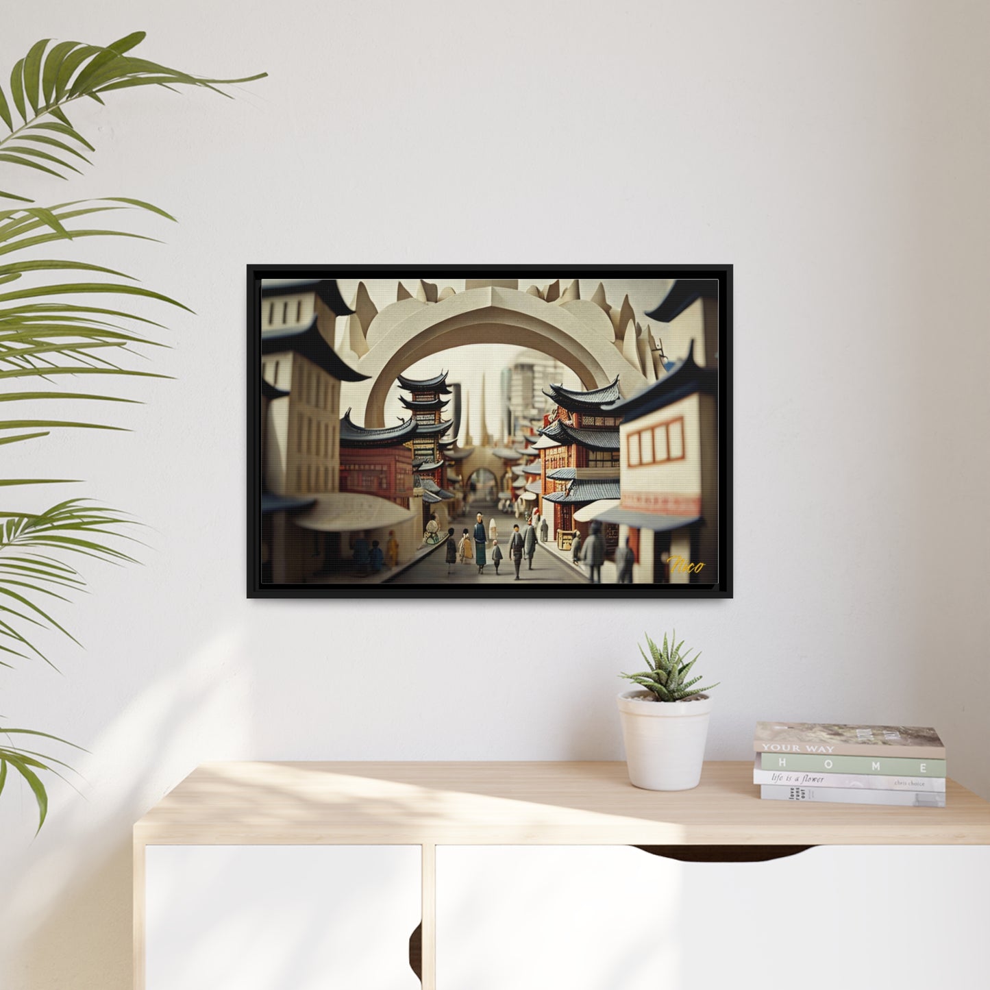 Via The Metropolis Series Print #3 - Extended Black Framed Matte Canvas Print