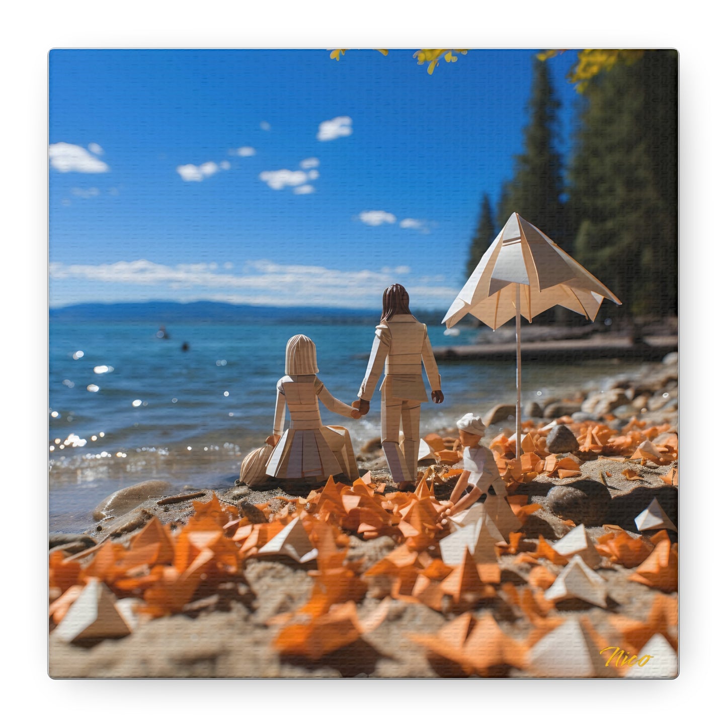 Atop The Mountain Lakeshore Series Print #5 - Streched Matte Canvas Print, 1.25" Thick