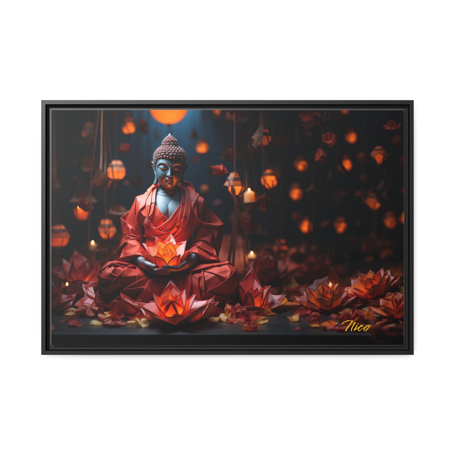 Ascending Buddha Series Print #2 - Black Framed Canvas Print