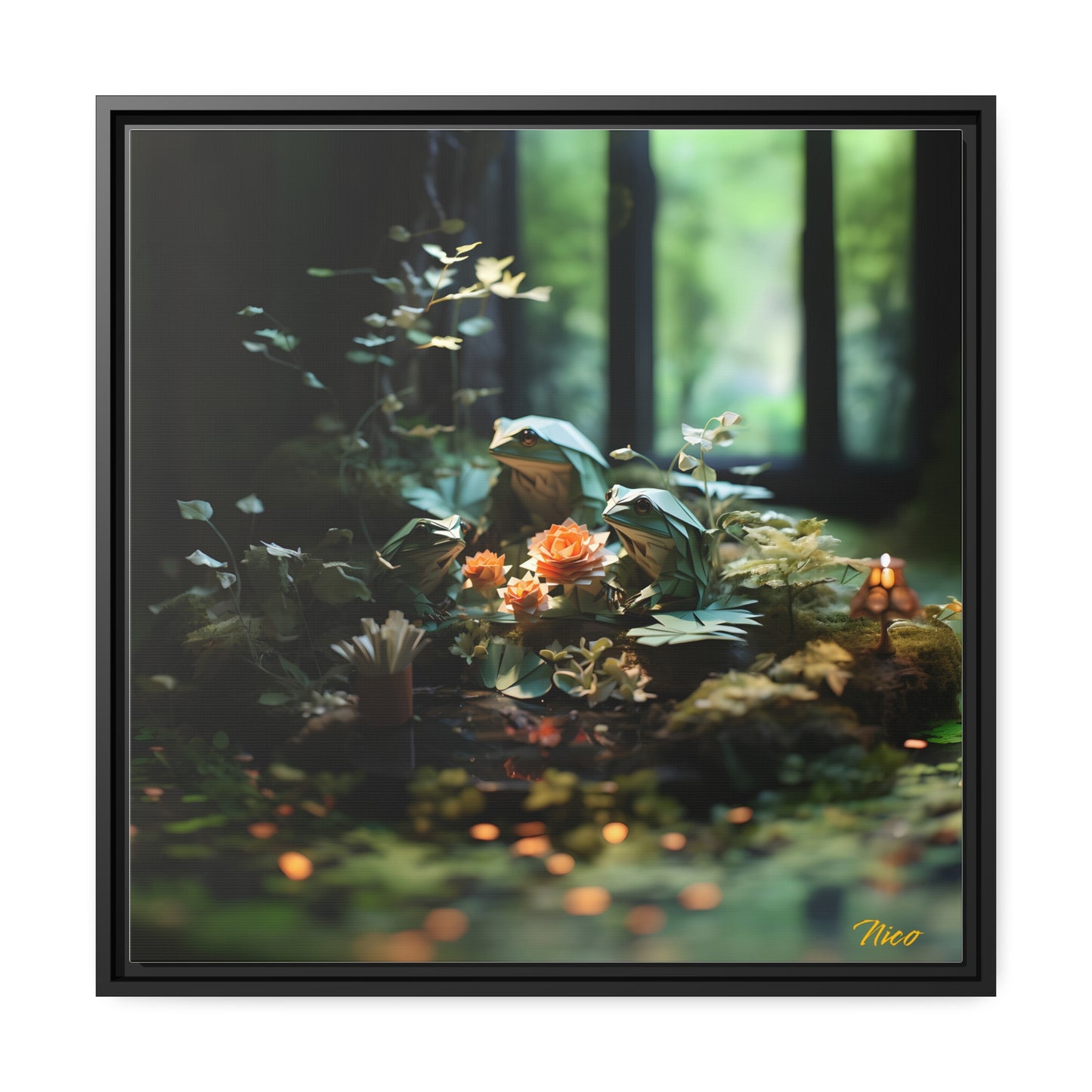Relaxing By The Brook Series Print #1 - Black Framed Canvas Print