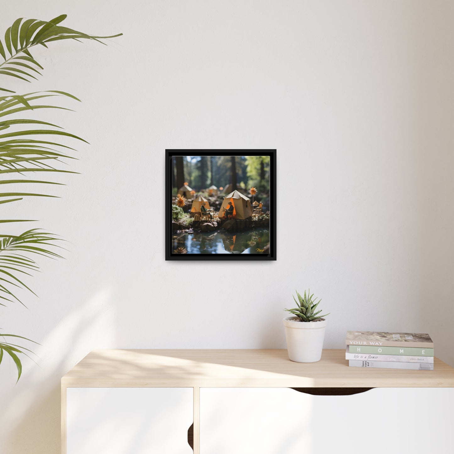 Relaxing By The Brook Series Print #4 - Black Framed Canvas Print