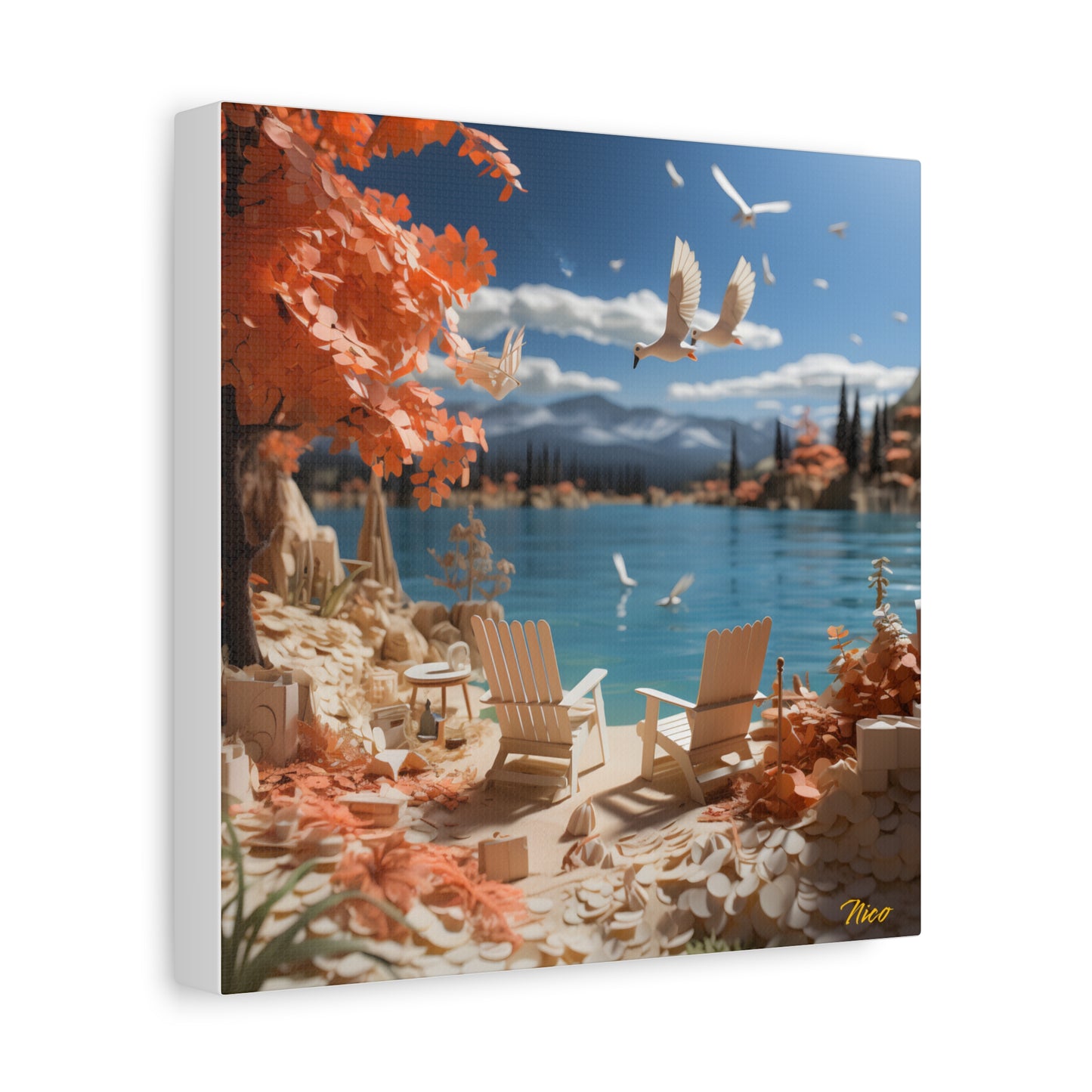 Atop The Mountain Lakeshore Series Print #10 - Streched Matte Canvas Print, 1.25" Thick