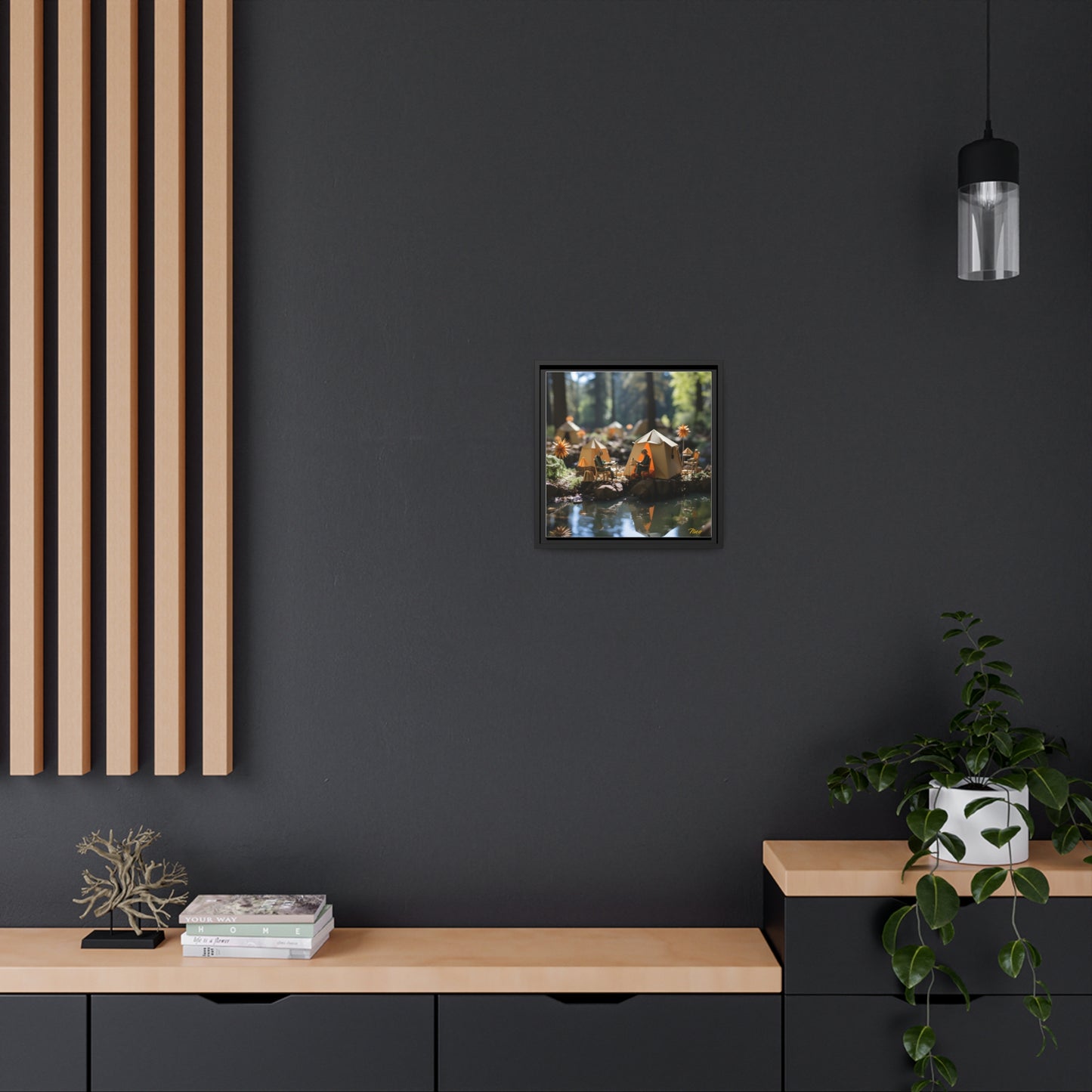 Relaxing By The Brook Series Print #4 - Black Framed Canvas Print