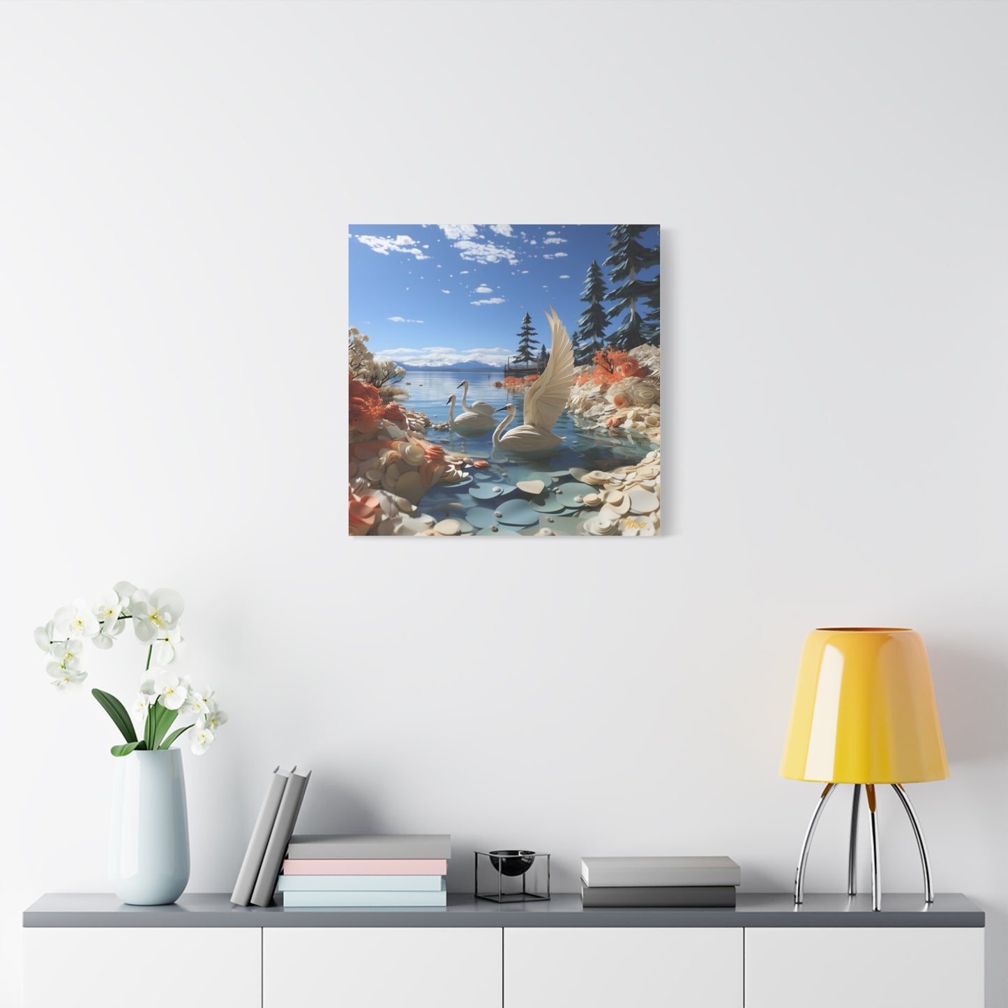 Atop The Mountain Lakeshore Series Print #1 - Streched Matte Canvas Print, 1.25" Thick