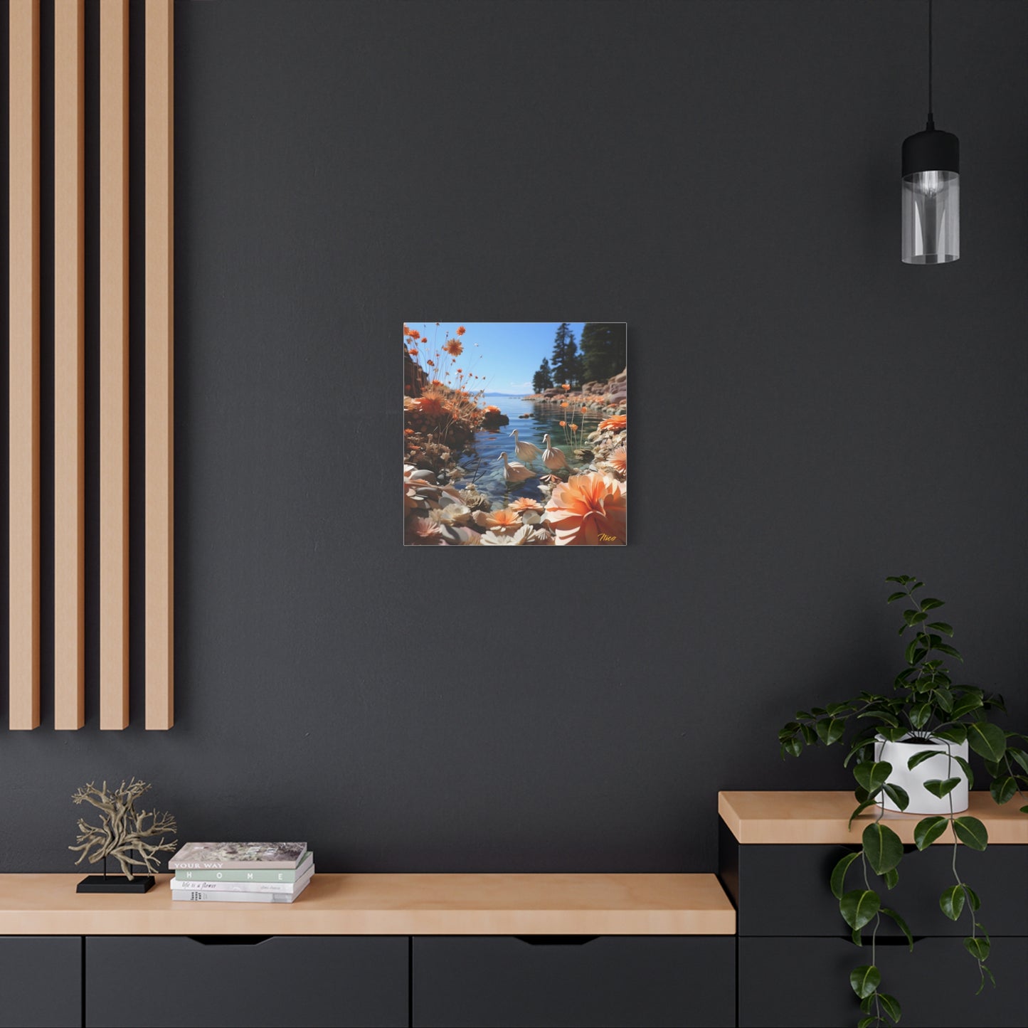 Atop The Mountain Lakeshore Series Print #4 - Streched Matte Canvas Print, 1.25" Thick