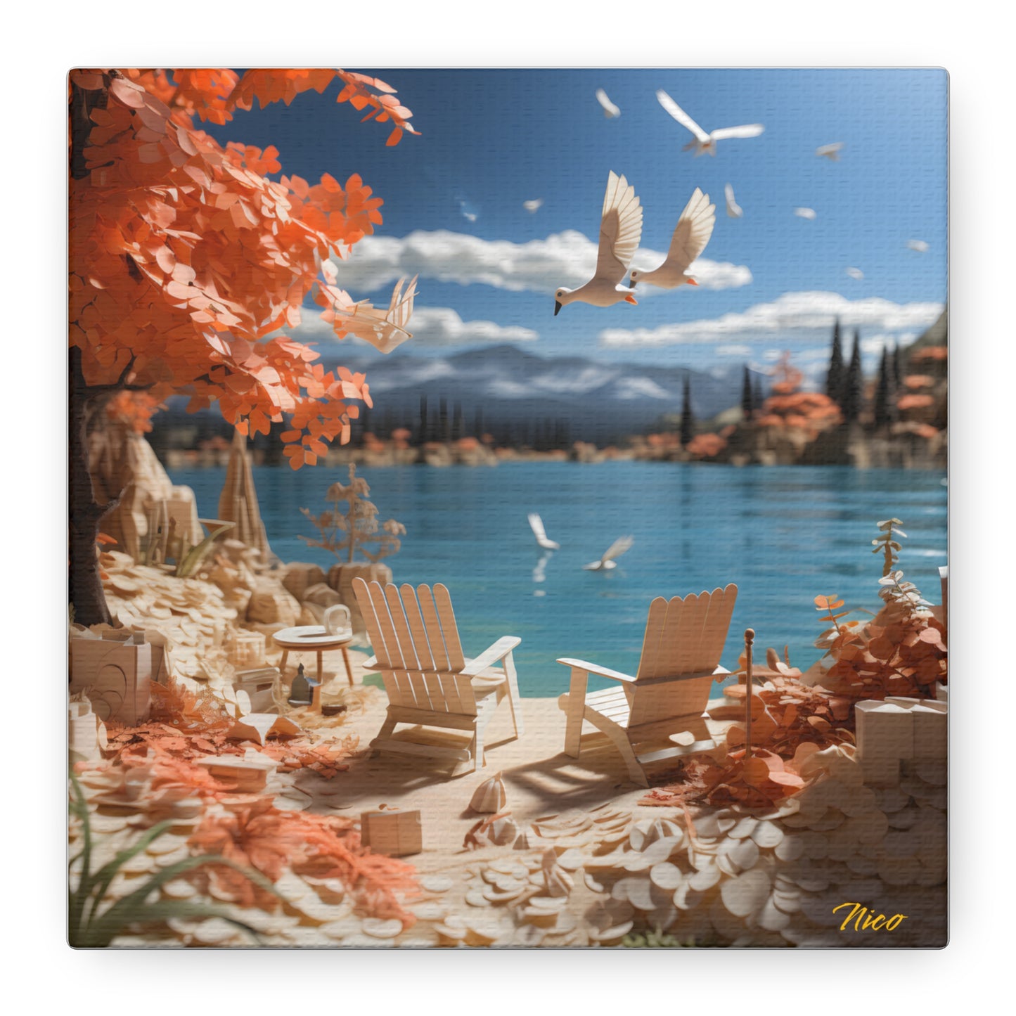 Atop The Mountain Lakeshore Series Print #10 - Streched Matte Canvas Print, 1.25" Thick