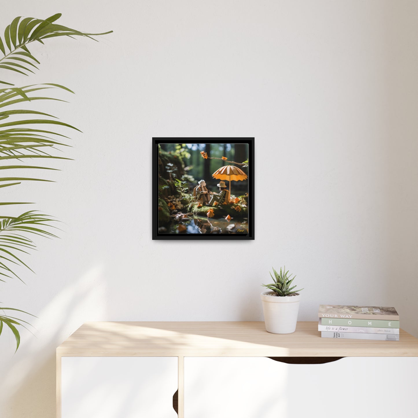 Relaxing By The Brook Series Print #2 - Black Framed Canvas Print