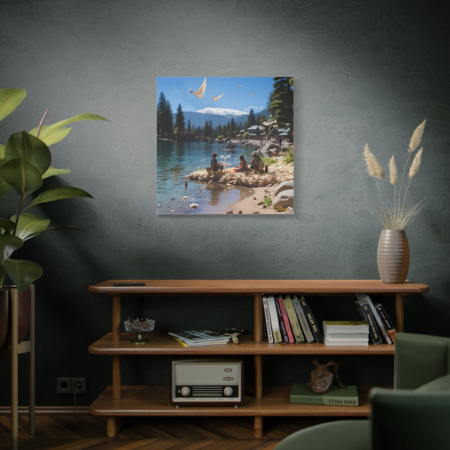 Atop The Mountain Lakeshore Series Print #7 - Streched Matte Canvas Print, 1.25" Thick