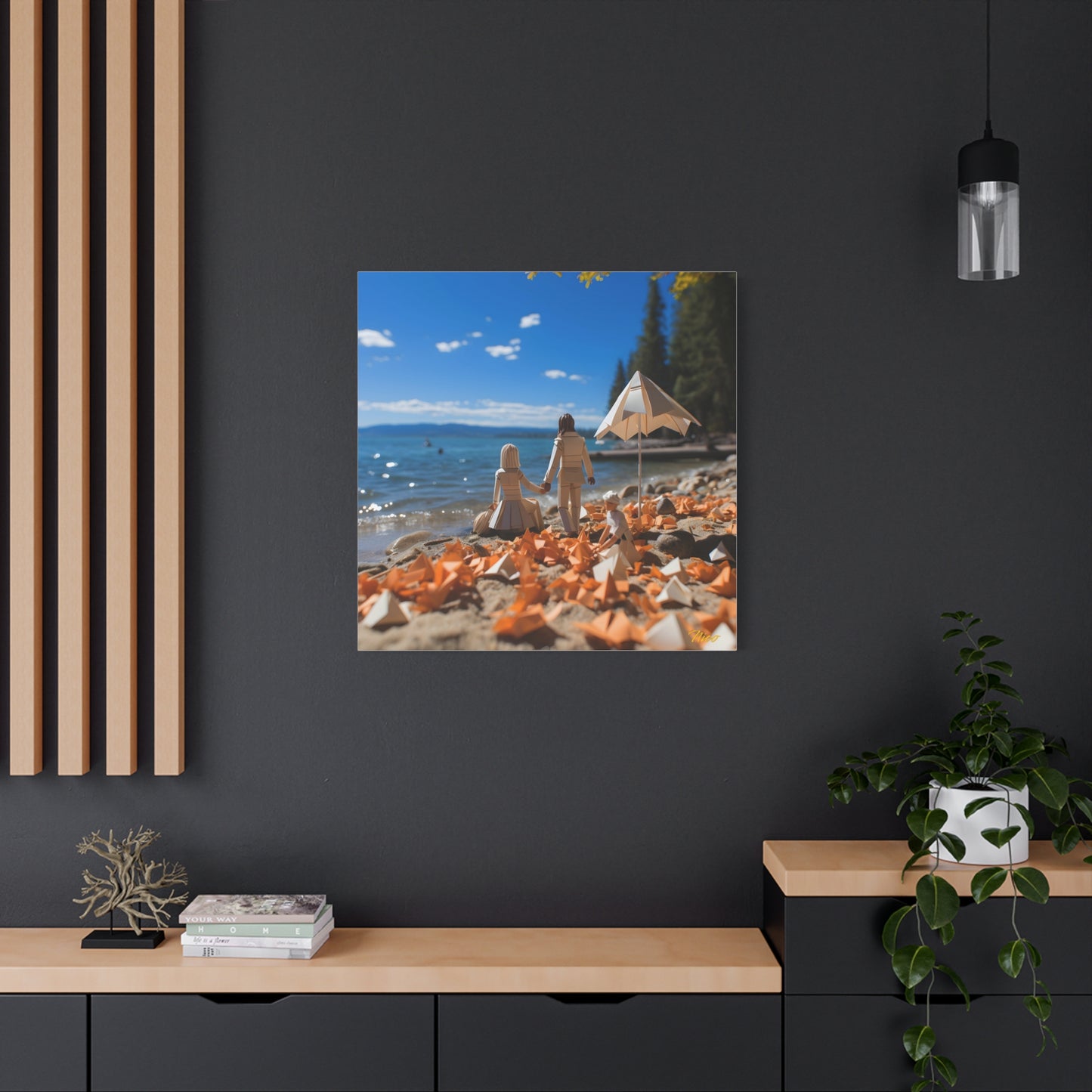 Atop The Mountain Lakeshore Series Print #5 - Streched Matte Canvas Print, 1.25" Thick