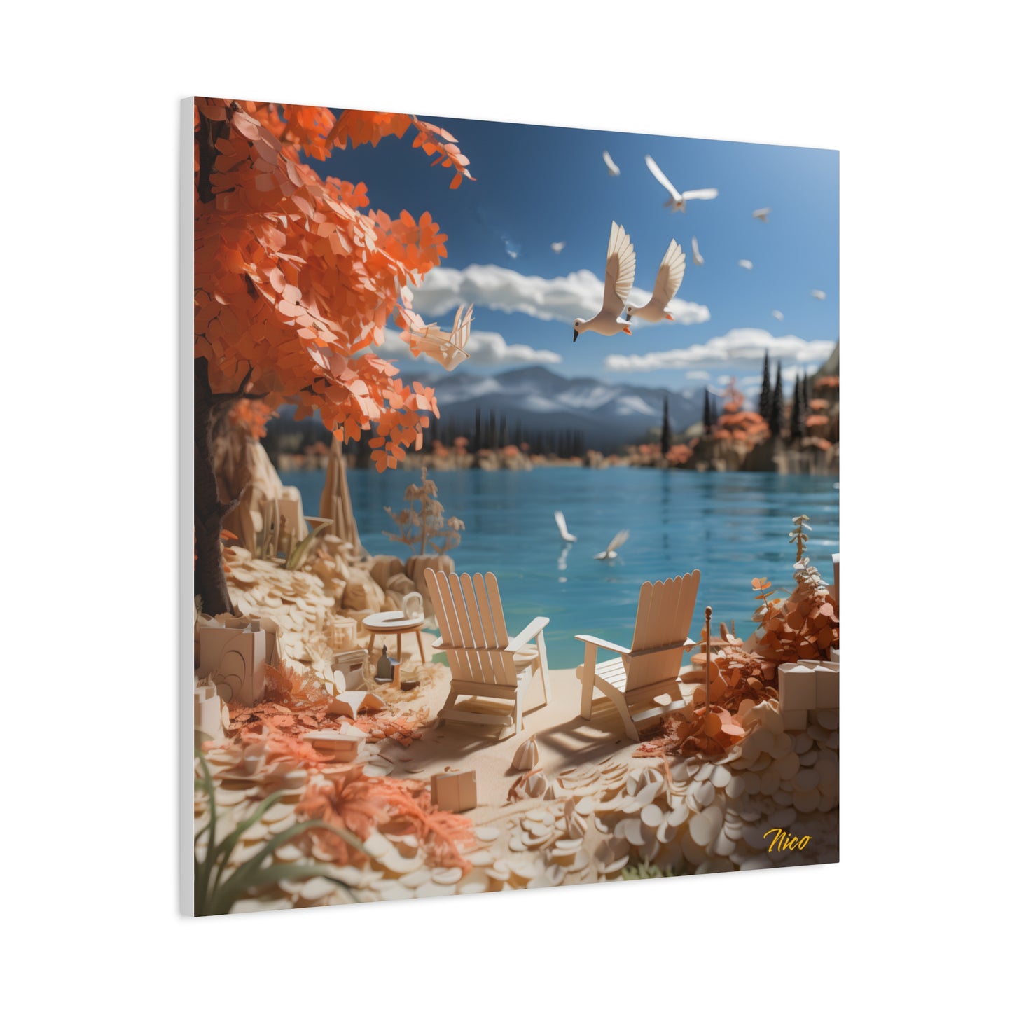 Atop The Mountain Lakeshore Series Print #10 - Streched Matte Canvas Print, 1.25" Thick