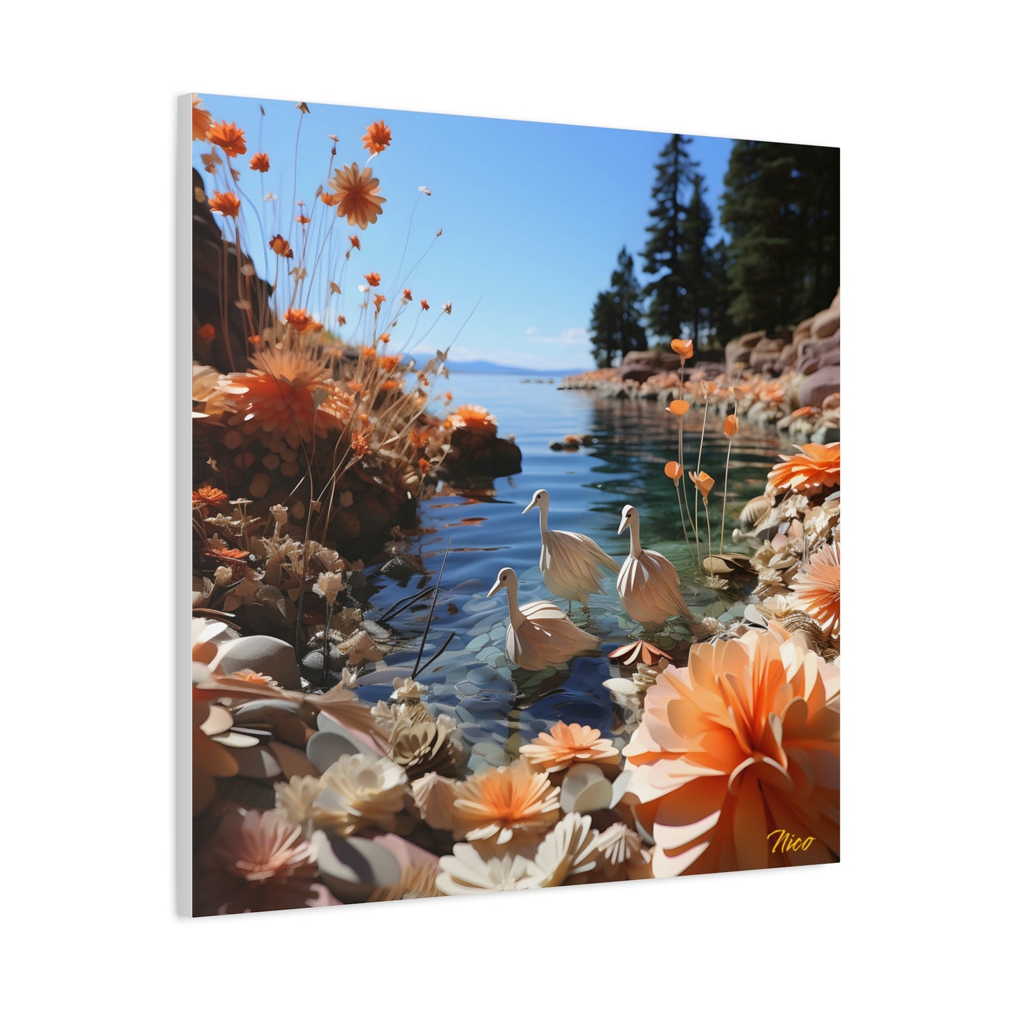 Atop The Mountain Lakeshore Series Print #4 - Streched Matte Canvas Print, 1.25" Thick