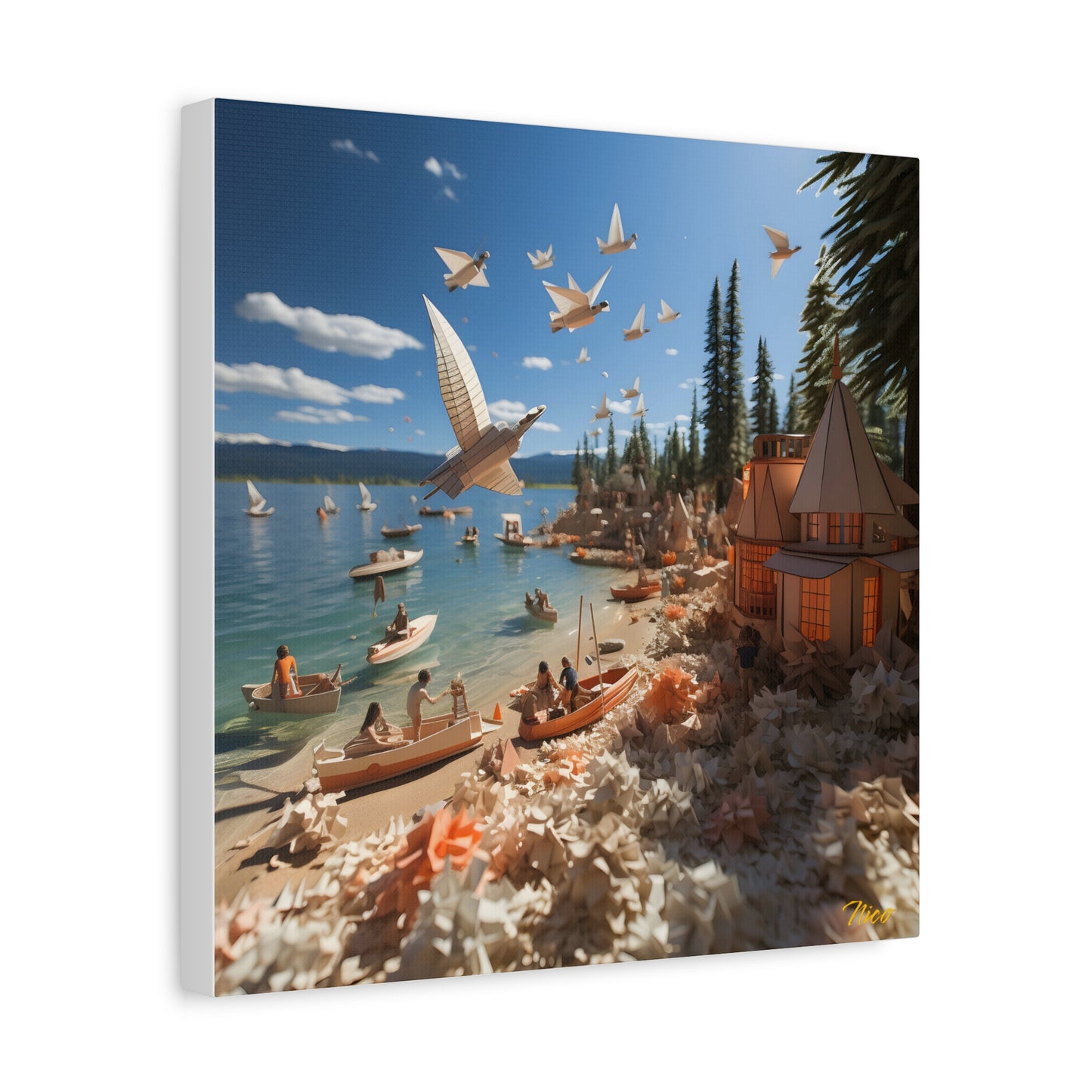 Atop The Mountain Lakeshore Series Print #6 - Streched Matte Canvas Print, 1.25" Thick