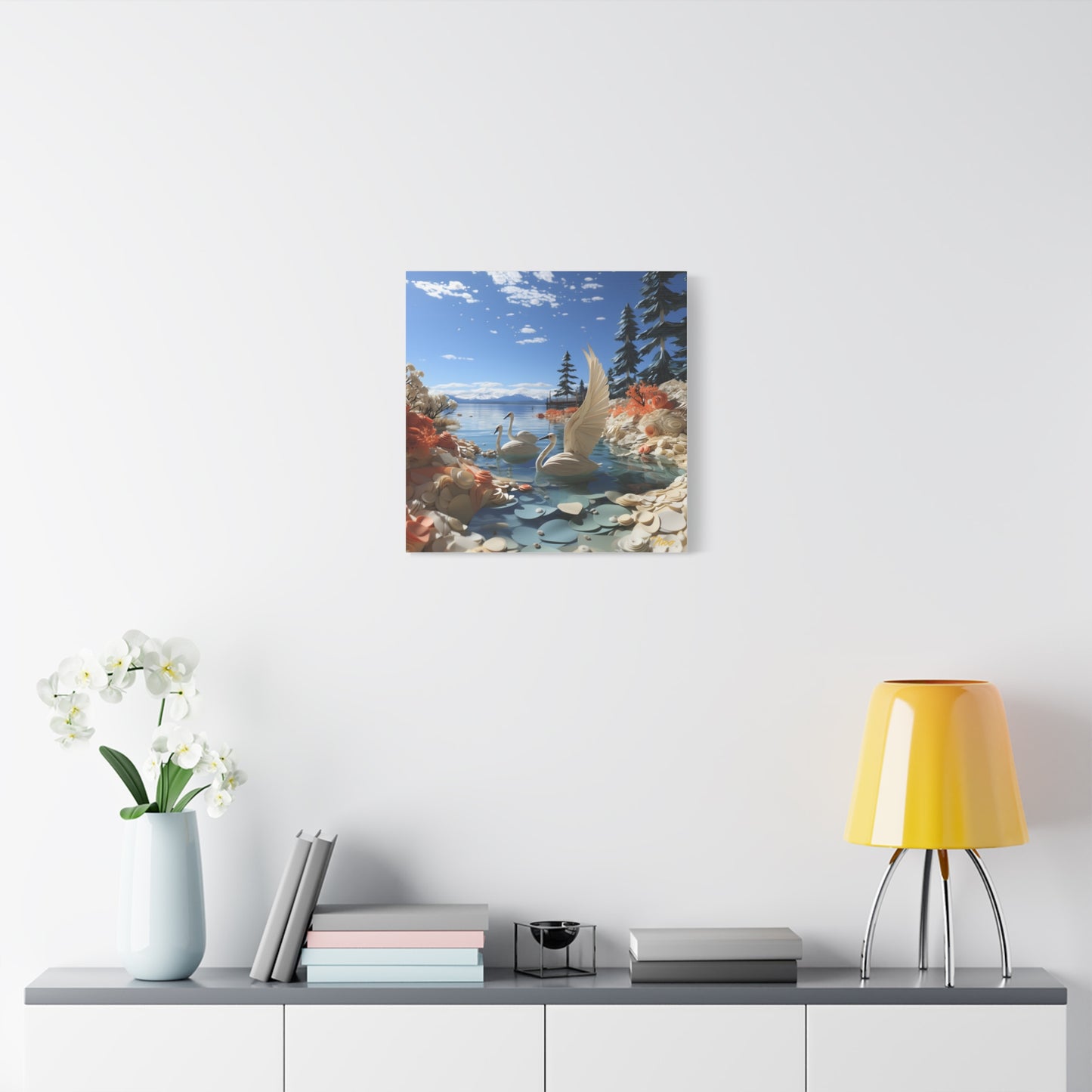 Atop The Mountain Lakeshore Series Print #1 - Streched Matte Canvas Print, 1.25" Thick