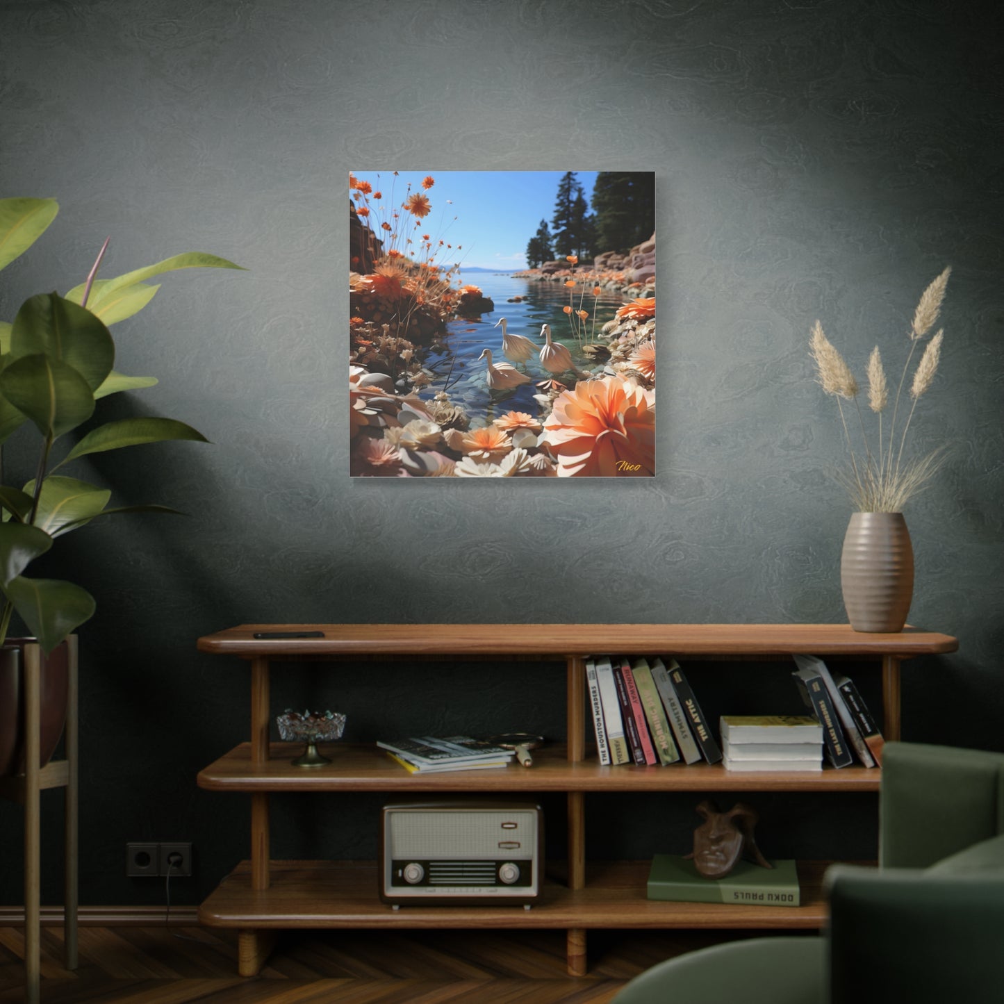Atop The Mountain Lakeshore Series Print #4 - Streched Matte Canvas Print, 1.25" Thick