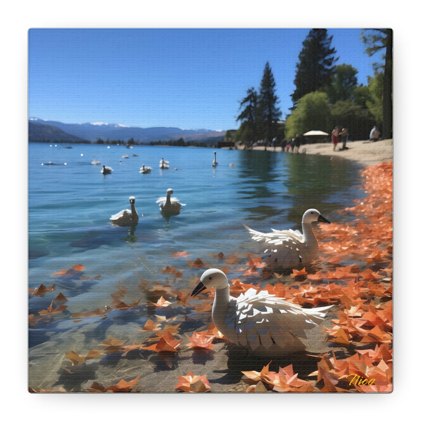 Atop The Mountain Lakeshore Series Print #2 - Streched Matte Canvas Print, 1.25" Thick