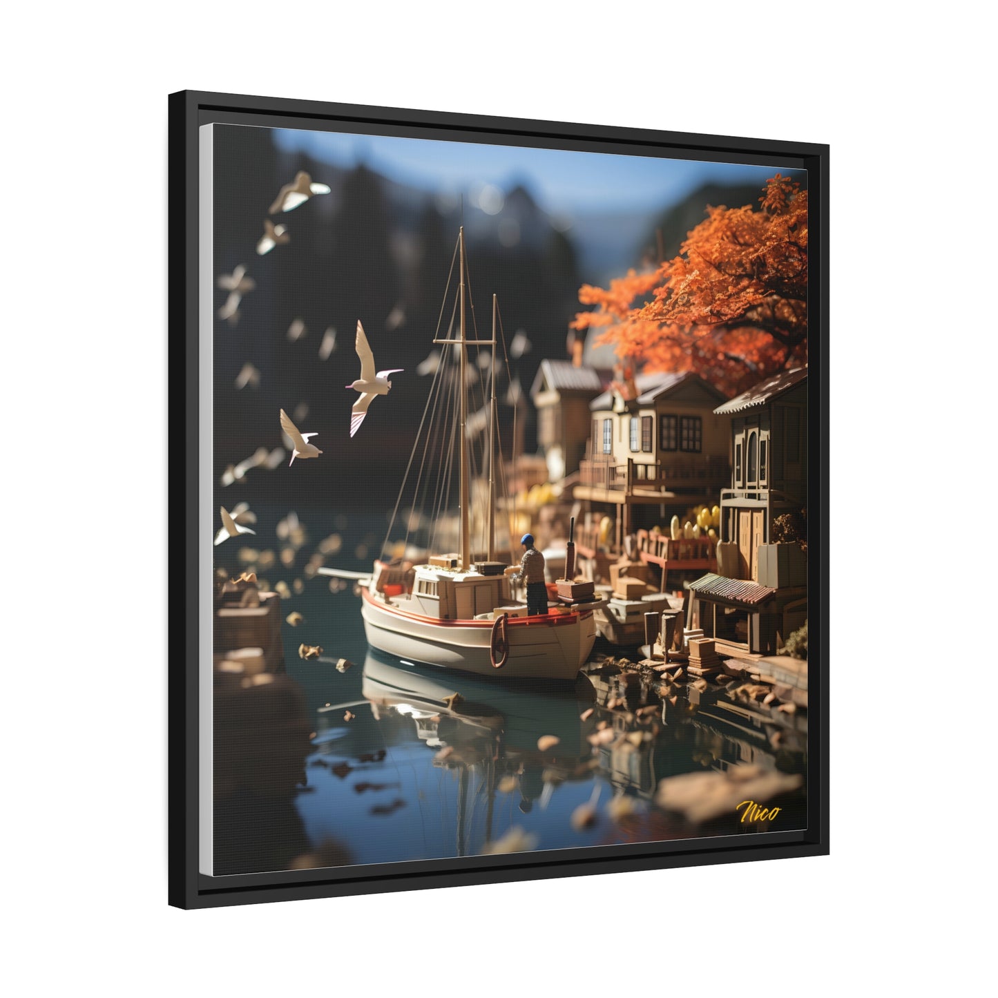 On The Docks By The Bay Series Print #1 - Black Framed Canvas Print