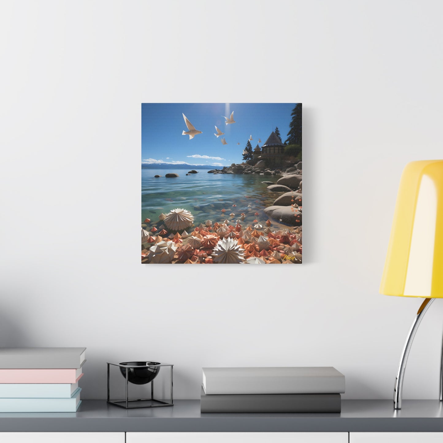 Atop The Mountain Lakeshore Series Print #3 - Streched Matte Canvas Print, 1.25" Thick