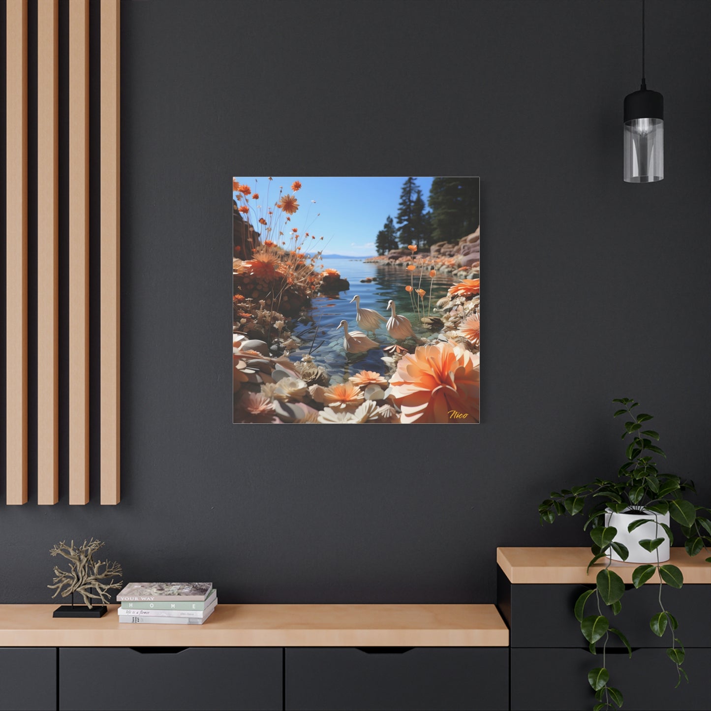 Atop The Mountain Lakeshore Series Print #4 - Streched Matte Canvas Print, 1.25" Thick