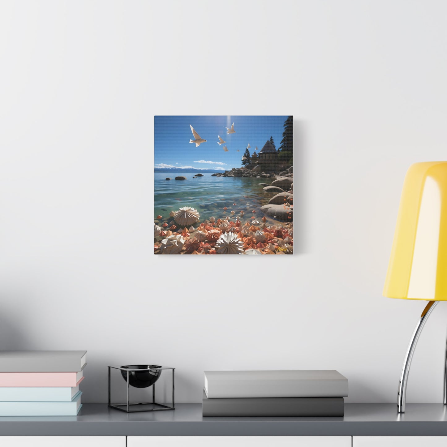 Atop The Mountain Lakeshore Series Print #3 - Streched Matte Canvas Print, 1.25" Thick