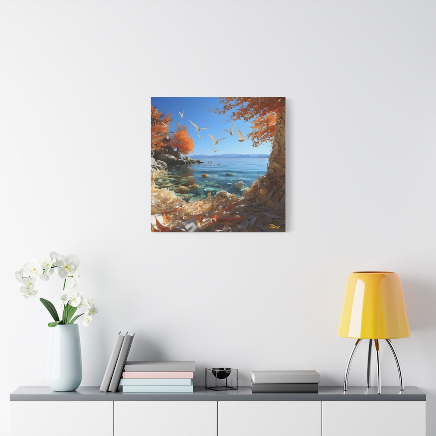 Atop The Mountain Lakeshore Series Print #9 - Streched Matte Canvas Print, 1.25" Thick
