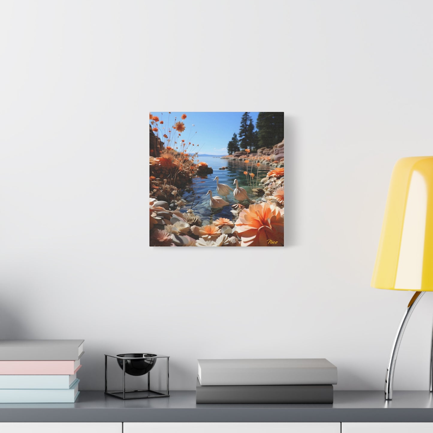 Atop The Mountain Lakeshore Series Print #4 - Streched Matte Canvas Print, 1.25" Thick