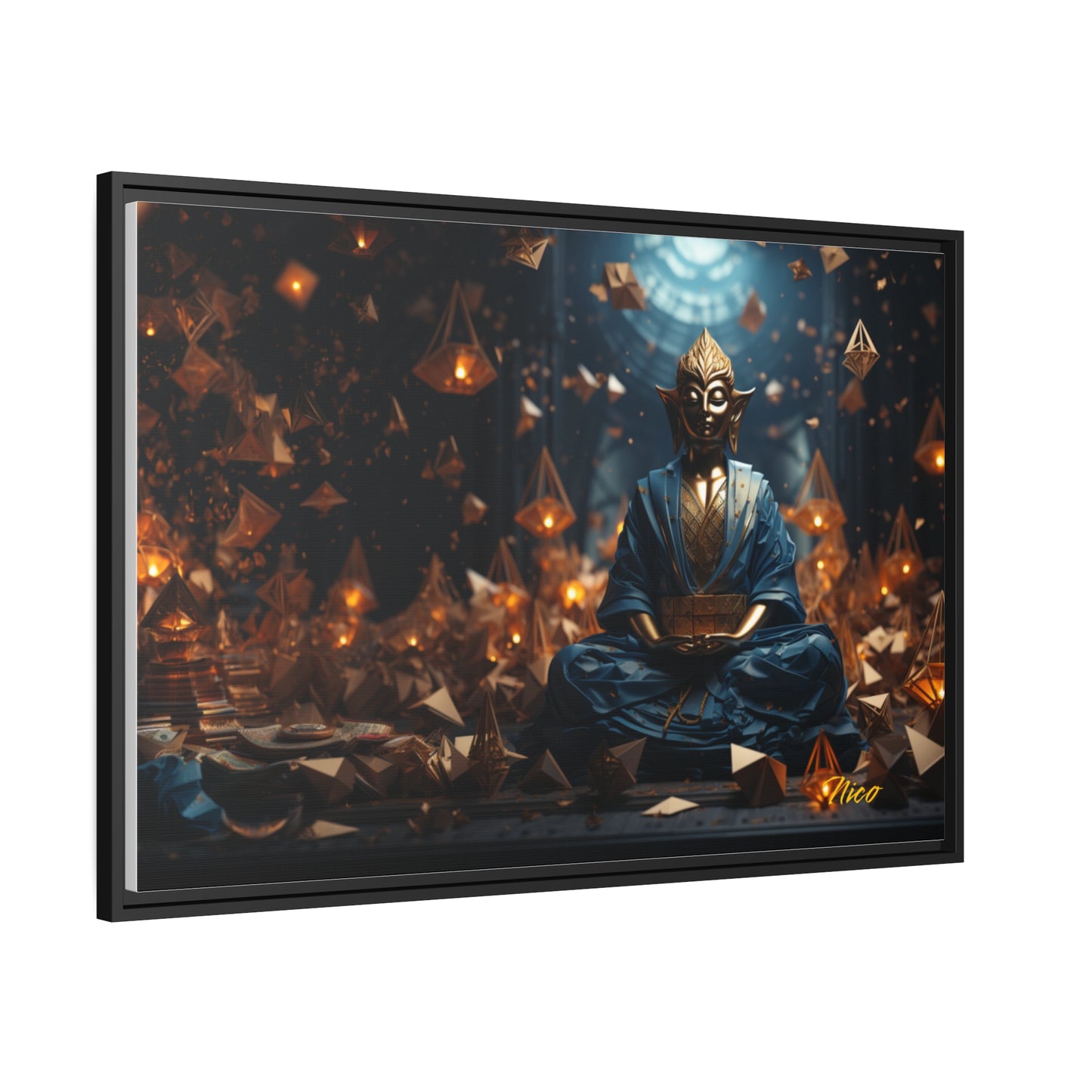 Ascending Buddha Series Print #1 - Black Framed Canvas Print