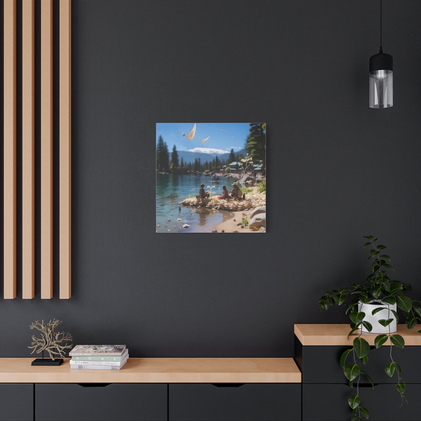 Atop The Mountain Lakeshore Series Print #7 - Streched Matte Canvas Print, 1.25" Thick