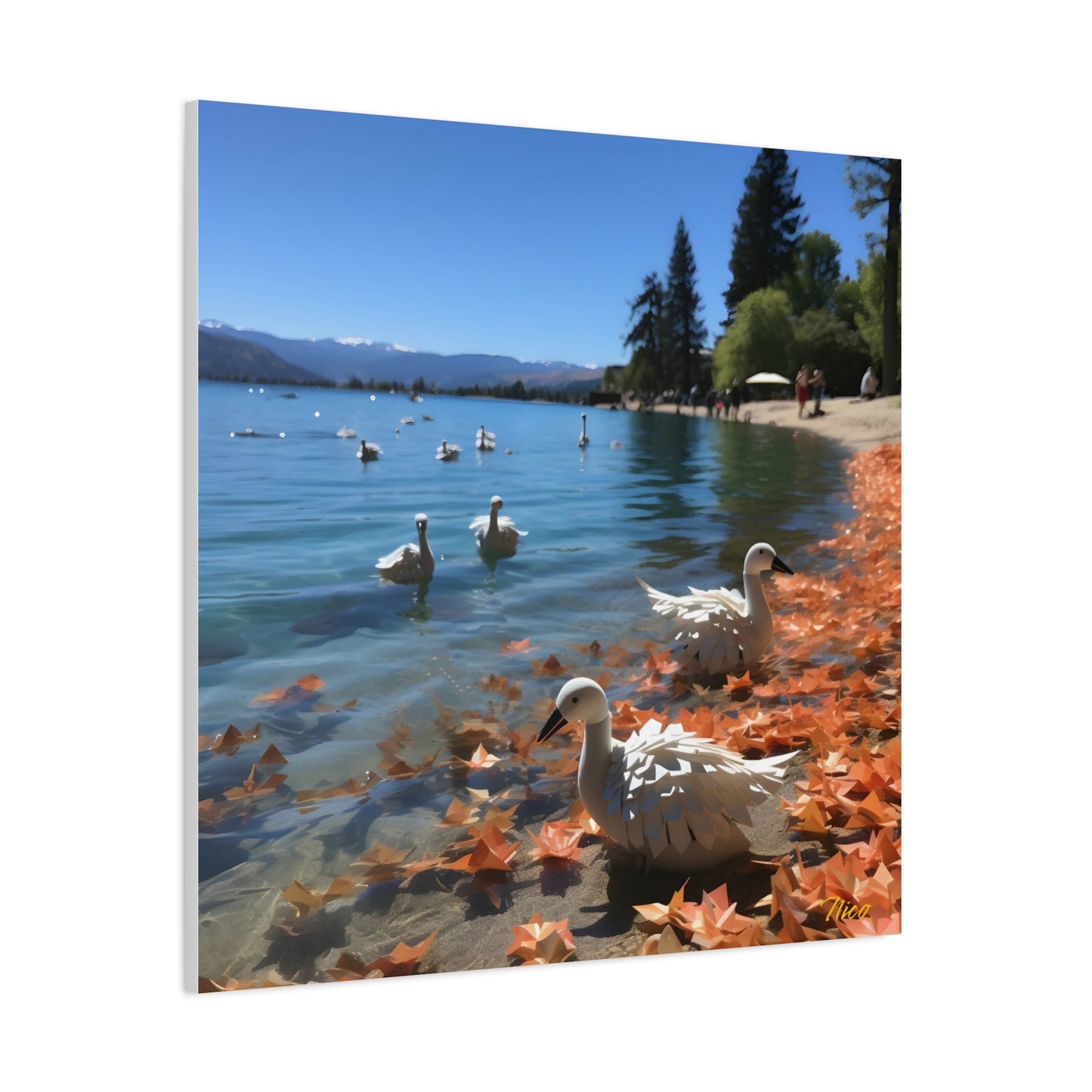 Atop The Mountain Lakeshore Series Print #2 - Streched Matte Canvas Print, 1.25" Thick