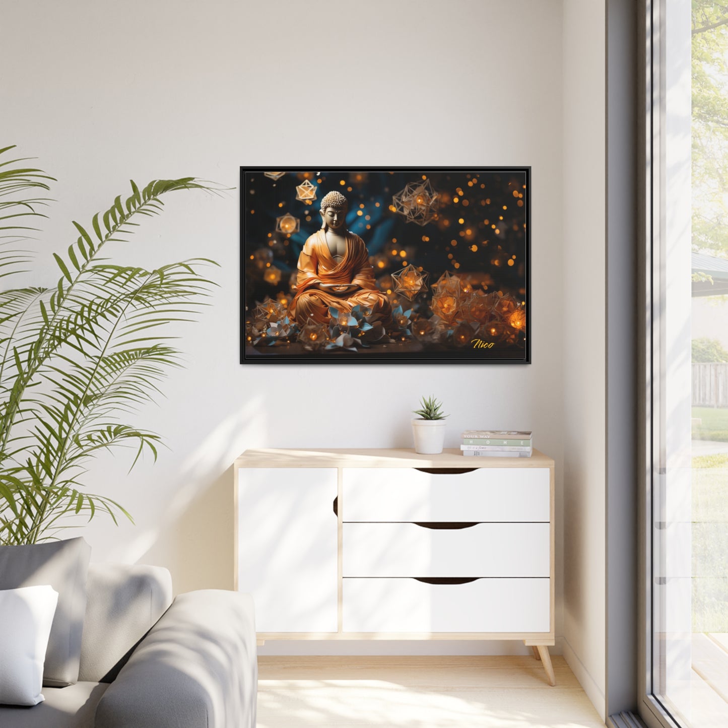 Ascending Buddha Series Print #8 - Black Framed Canvas Print