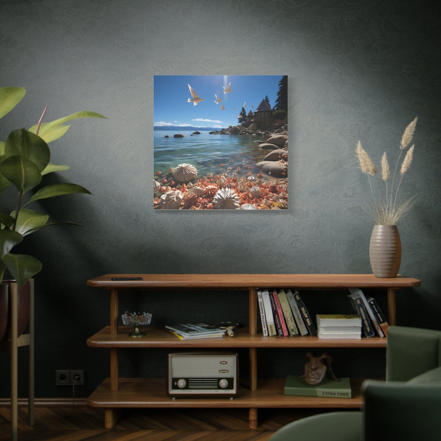 Atop The Mountain Lakeshore Series Print #3 - Streched Matte Canvas Print, 1.25" Thick