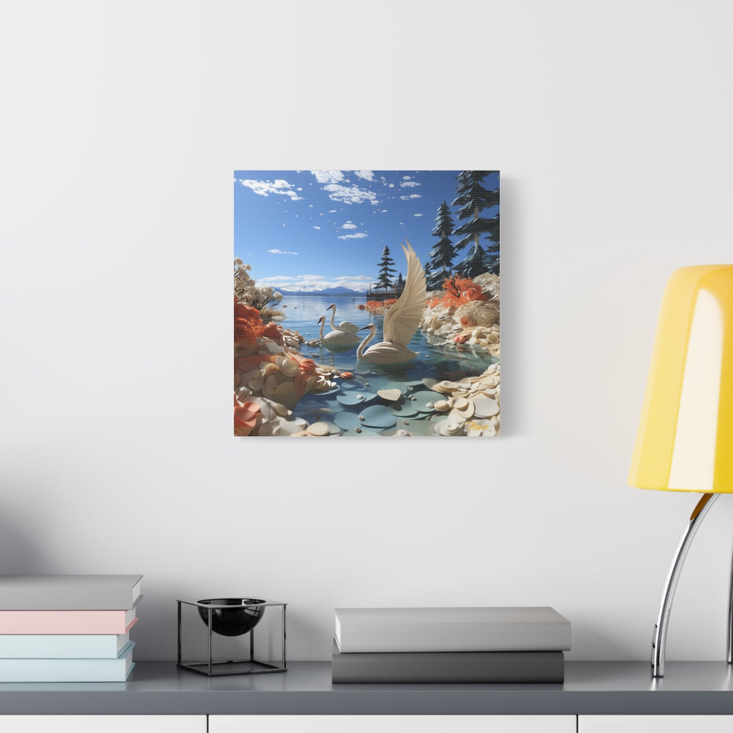 Atop The Mountain Lakeshore Series Print #1 - Streched Matte Canvas Print, 1.25" Thick