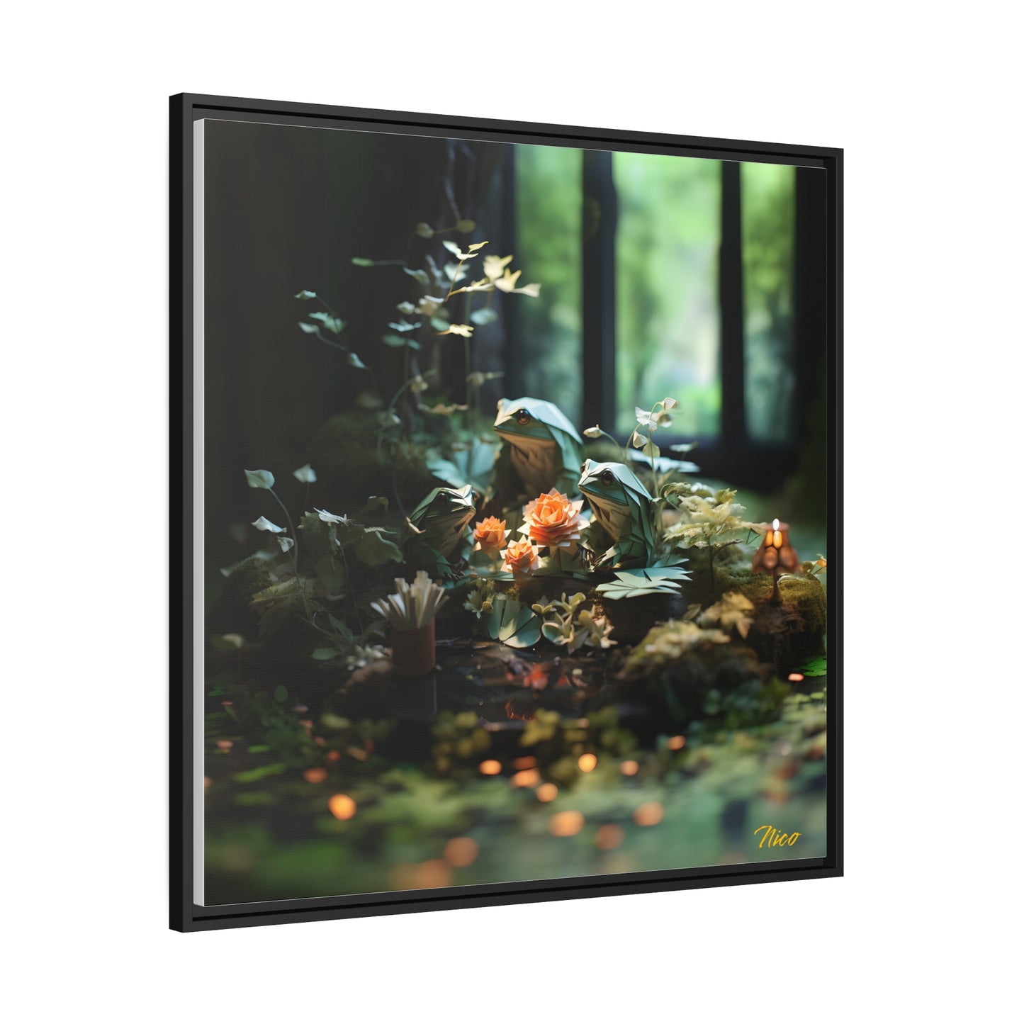 Relaxing By The Brook Series Print #1 - Black Framed Canvas Print
