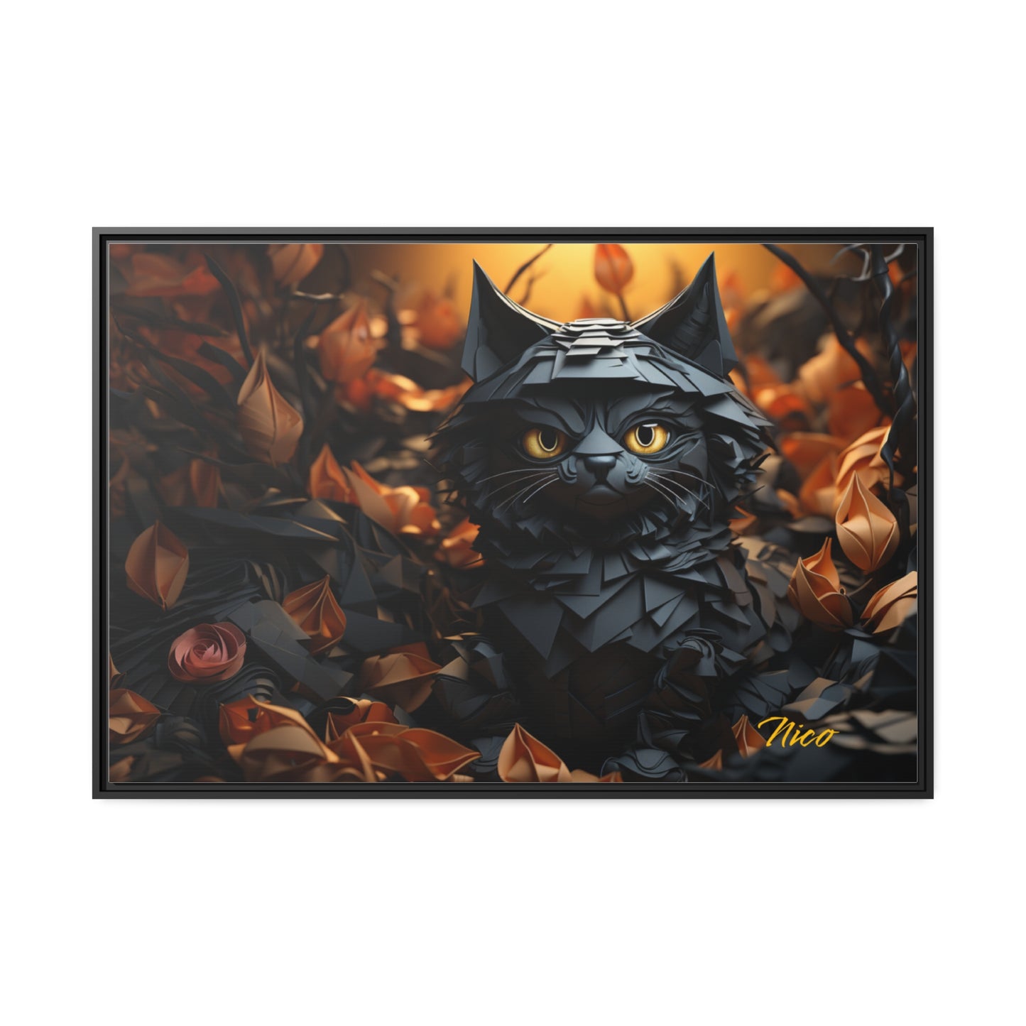 Halloween 2024 Series "The Kitty Of Evil!" Print #2 - Black Framed Canvas Print