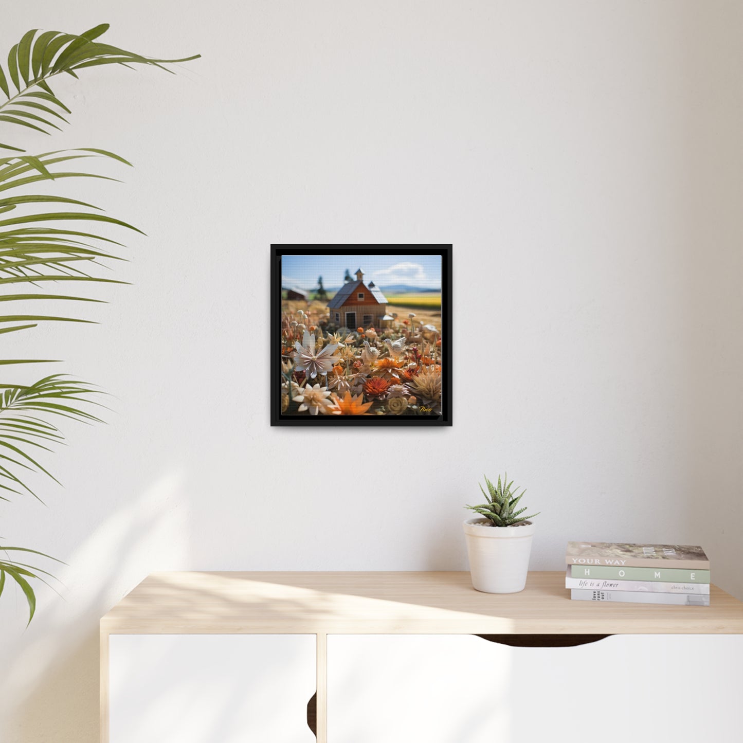 Meadow By The Farm Series Print #4 - Black Framed Canvas Print
