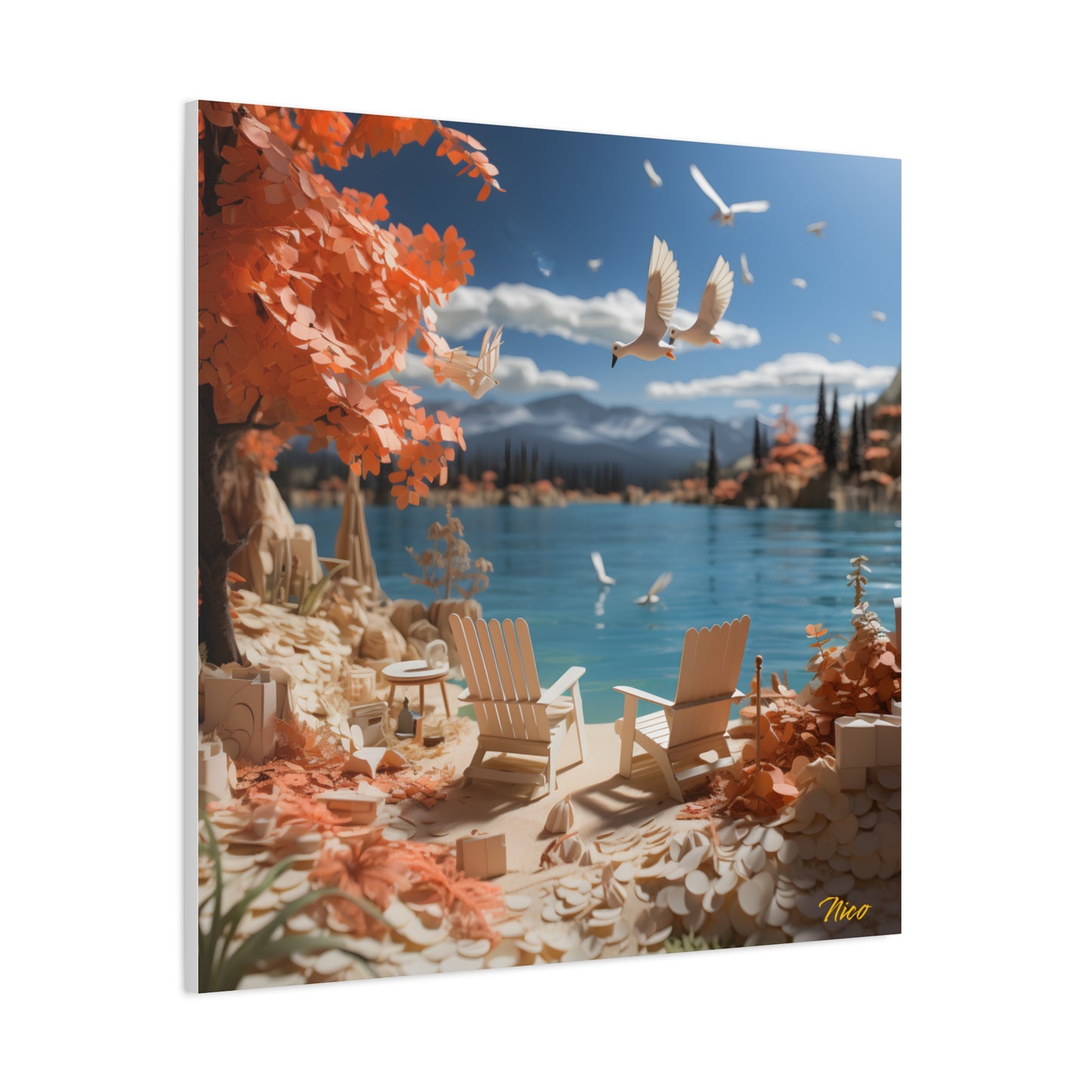Atop The Mountain Lakeshore Series Print #10 - Streched Matte Canvas Print, 1.25" Thick