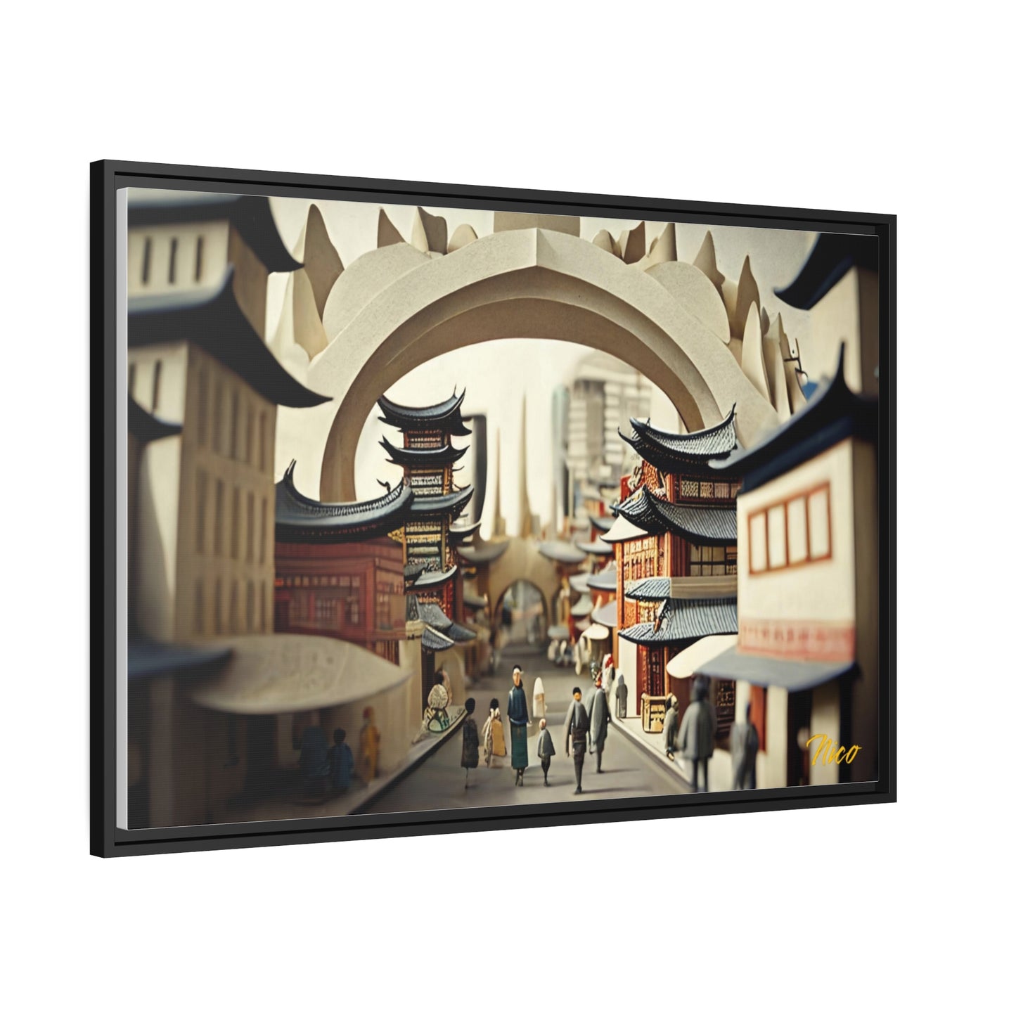 Via The Metropolis Series Print #3 - Extended Black Framed Matte Canvas Print