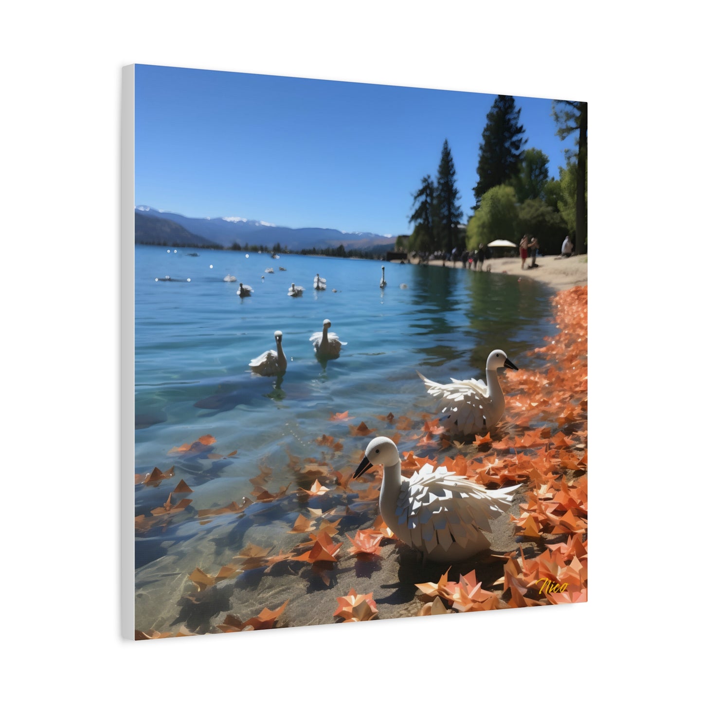 Atop The Mountain Lakeshore Series Print #2 - Streched Matte Canvas Print, 1.25" Thick