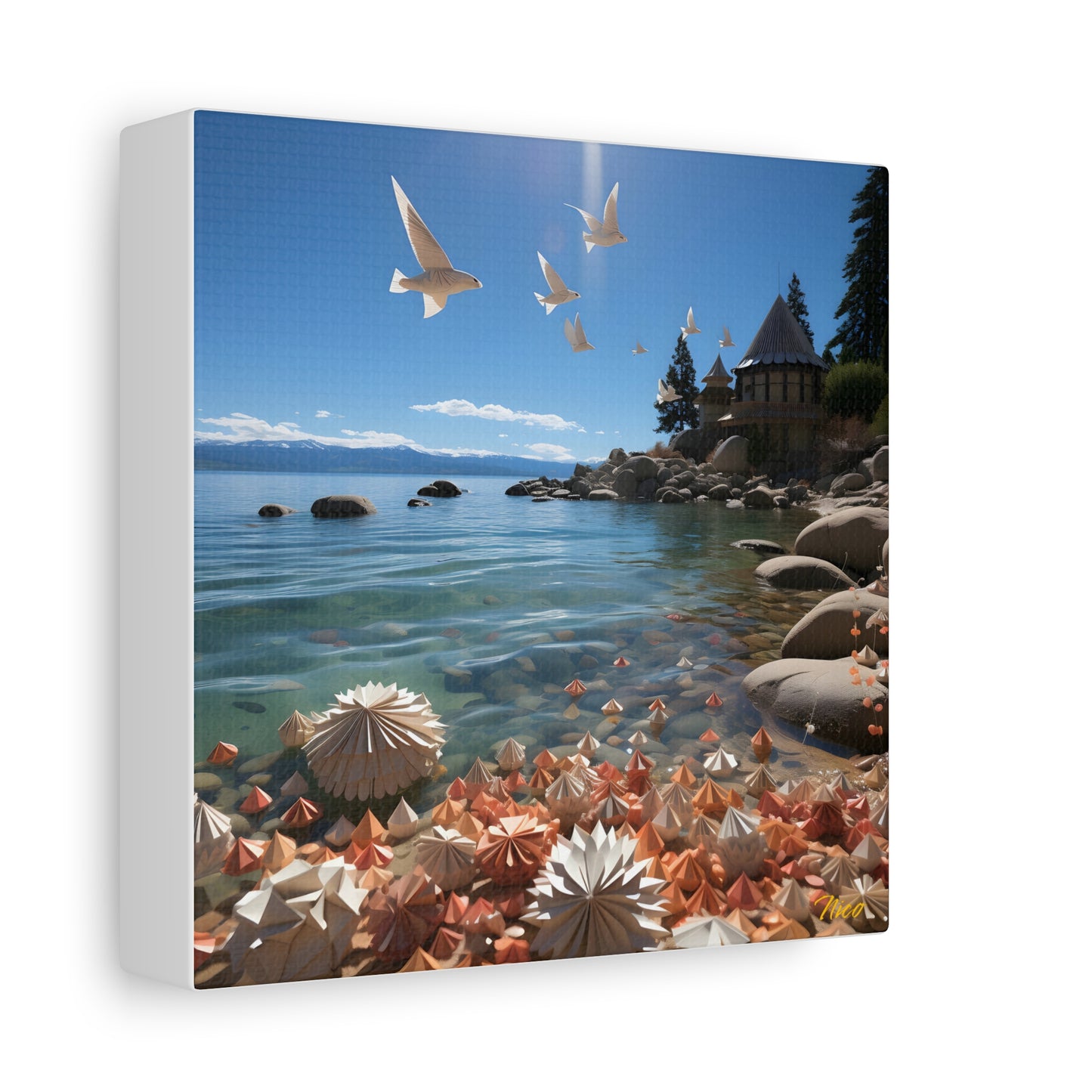 Atop The Mountain Lakeshore Series Print #3 - Streched Matte Canvas Print, 1.25" Thick